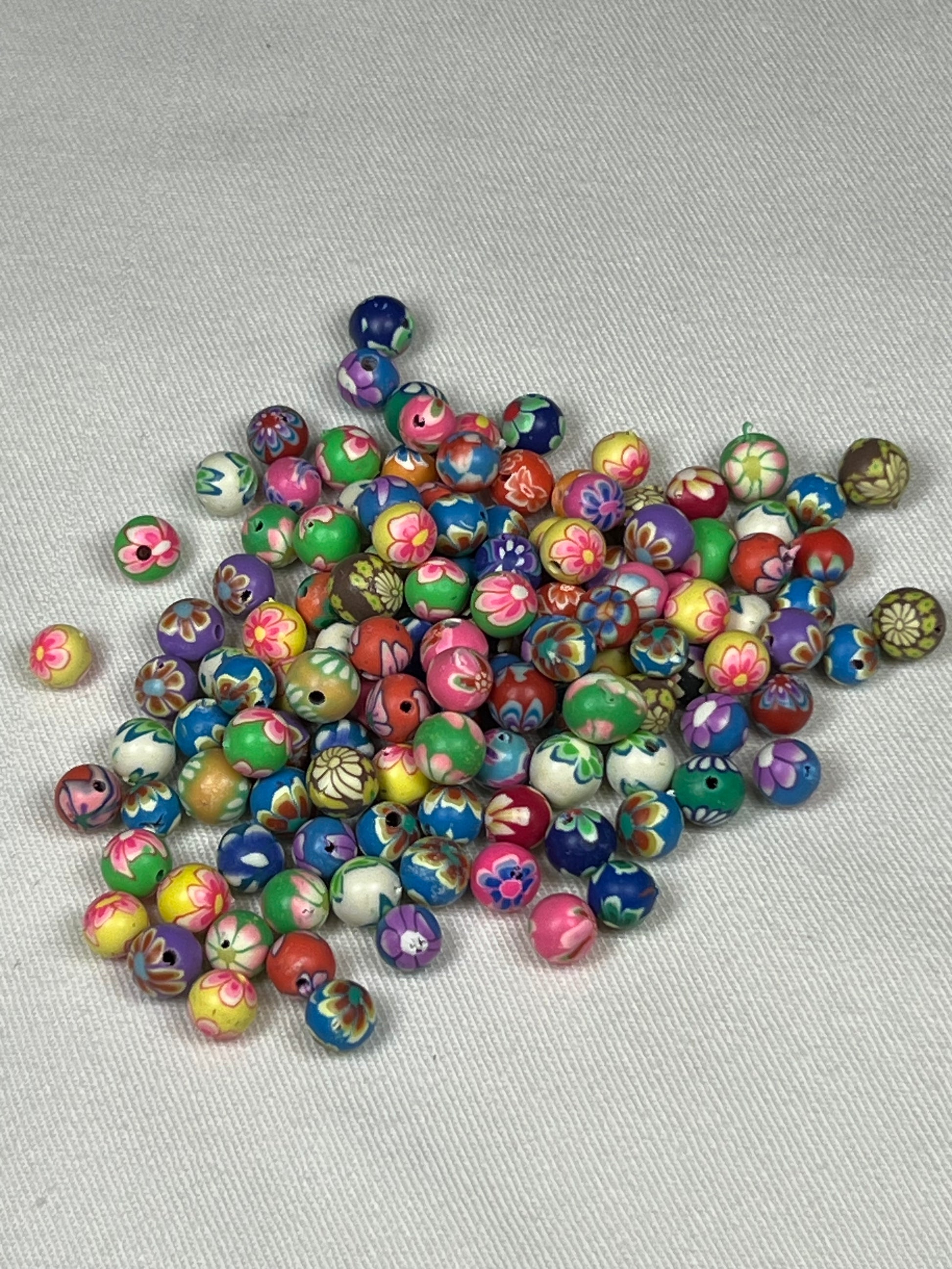 75 6mm Polymer Clay Beads Mixed Colors