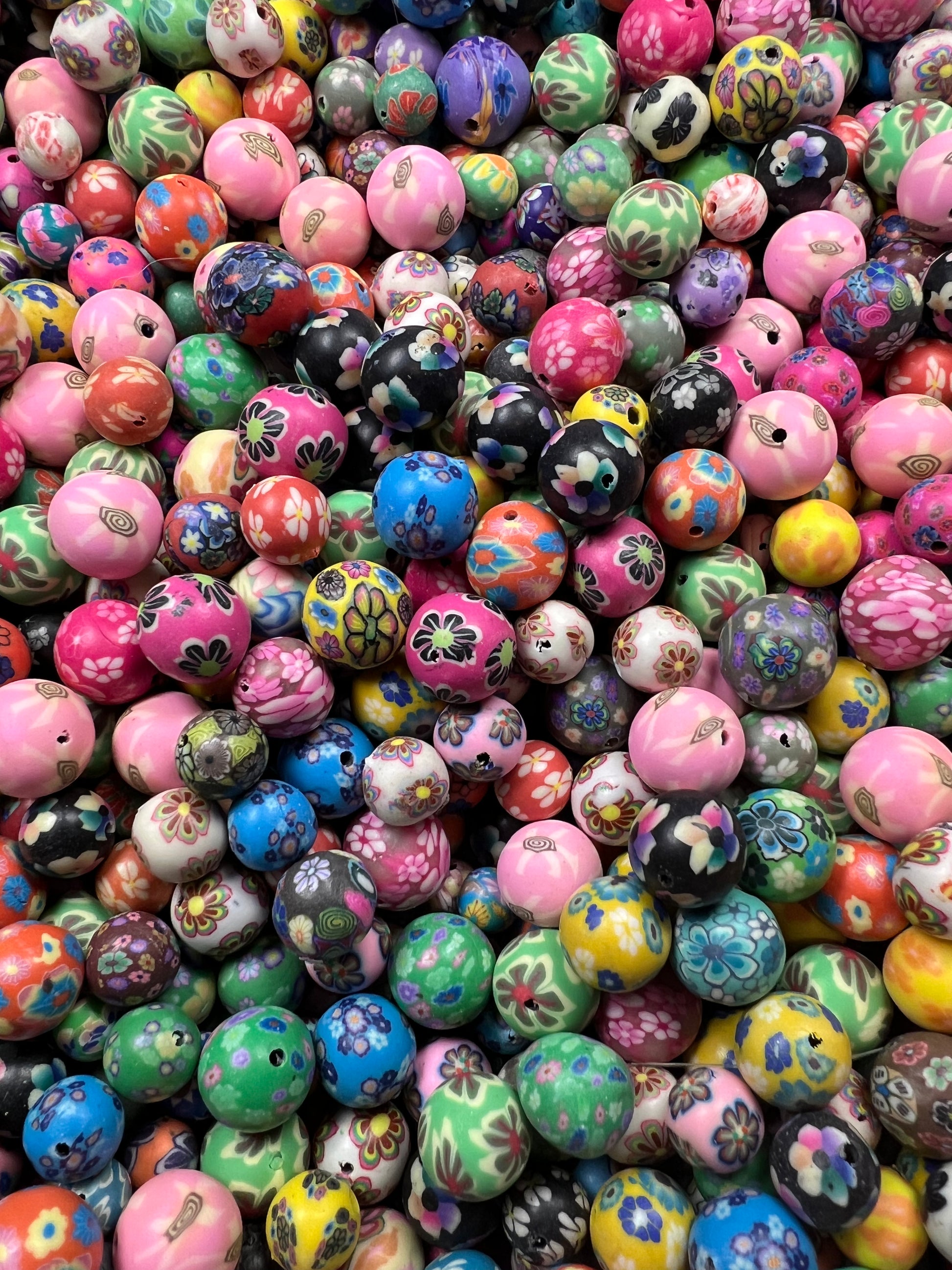 25 8-12mm Polymer Clay Beads Mixed Sizes & Colors