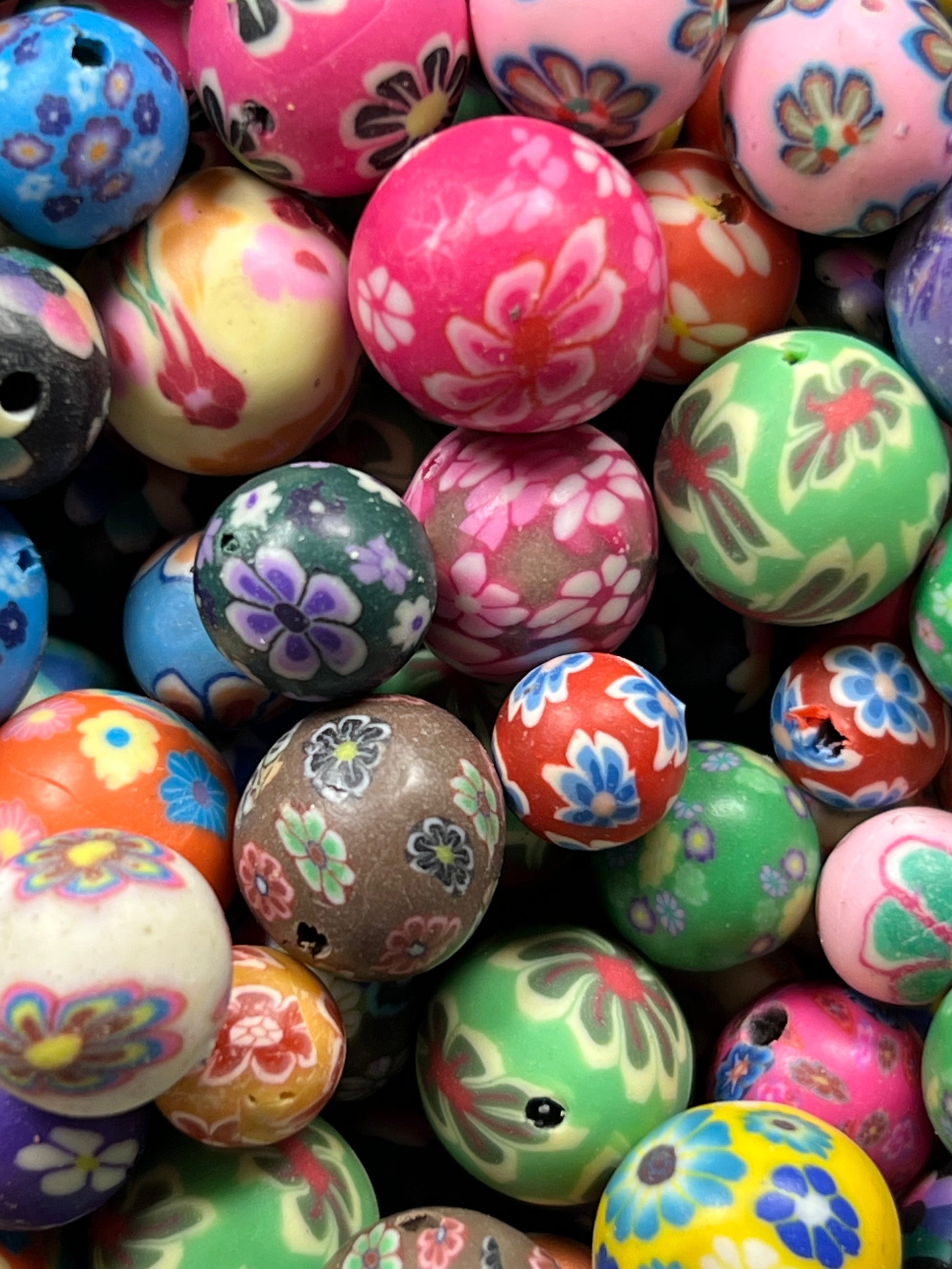 25 8-12mm Polymer Clay Beads Mixed Sizes & Colors