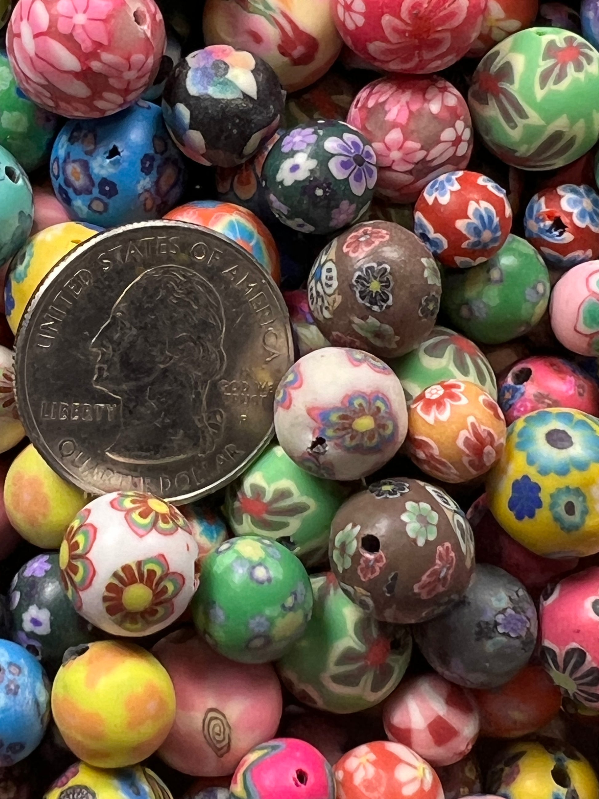 25 8-12mm Polymer Clay Beads Mixed Sizes & Colors