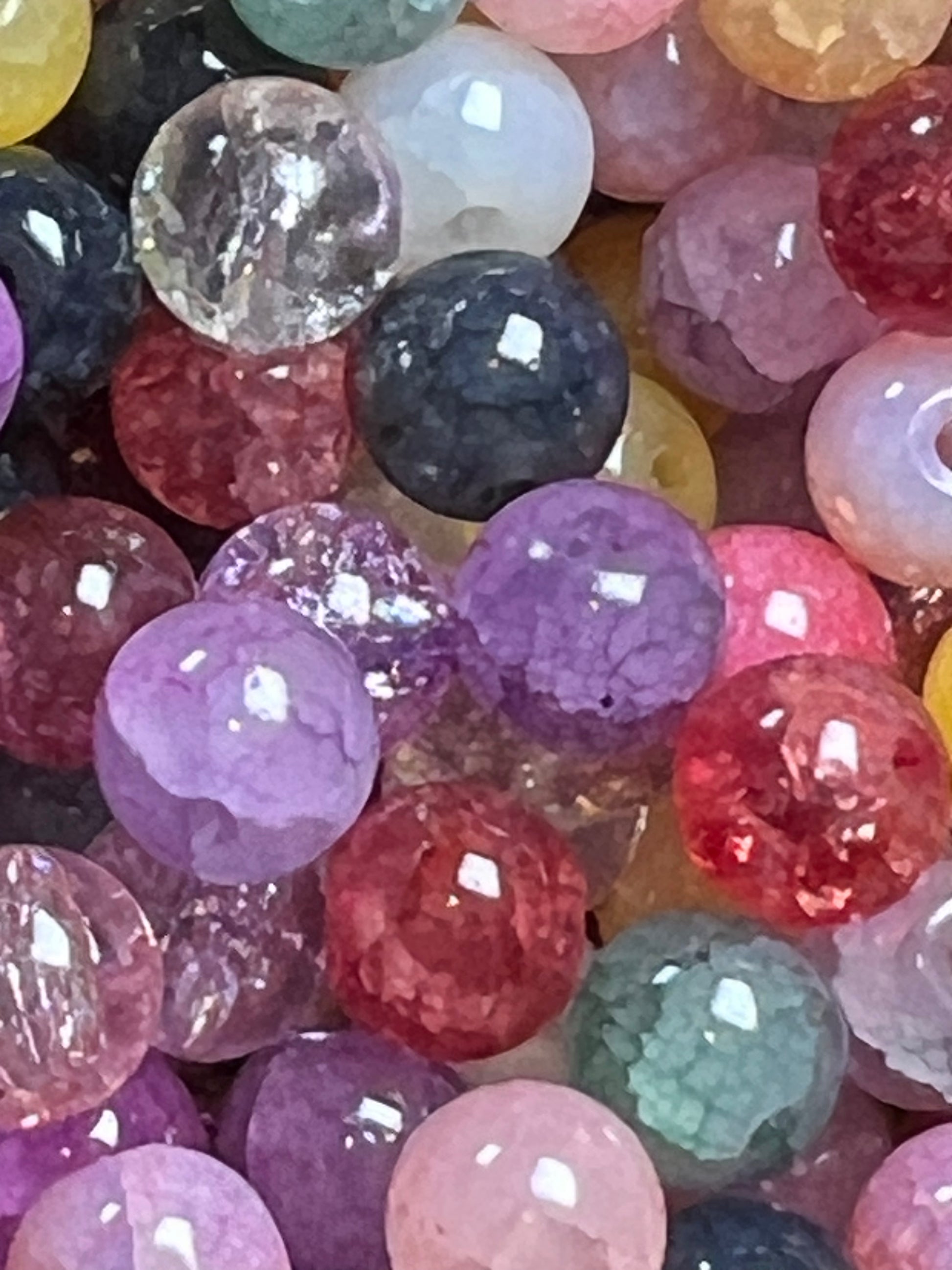 50 8mm Mixed Crackle Glass Beads