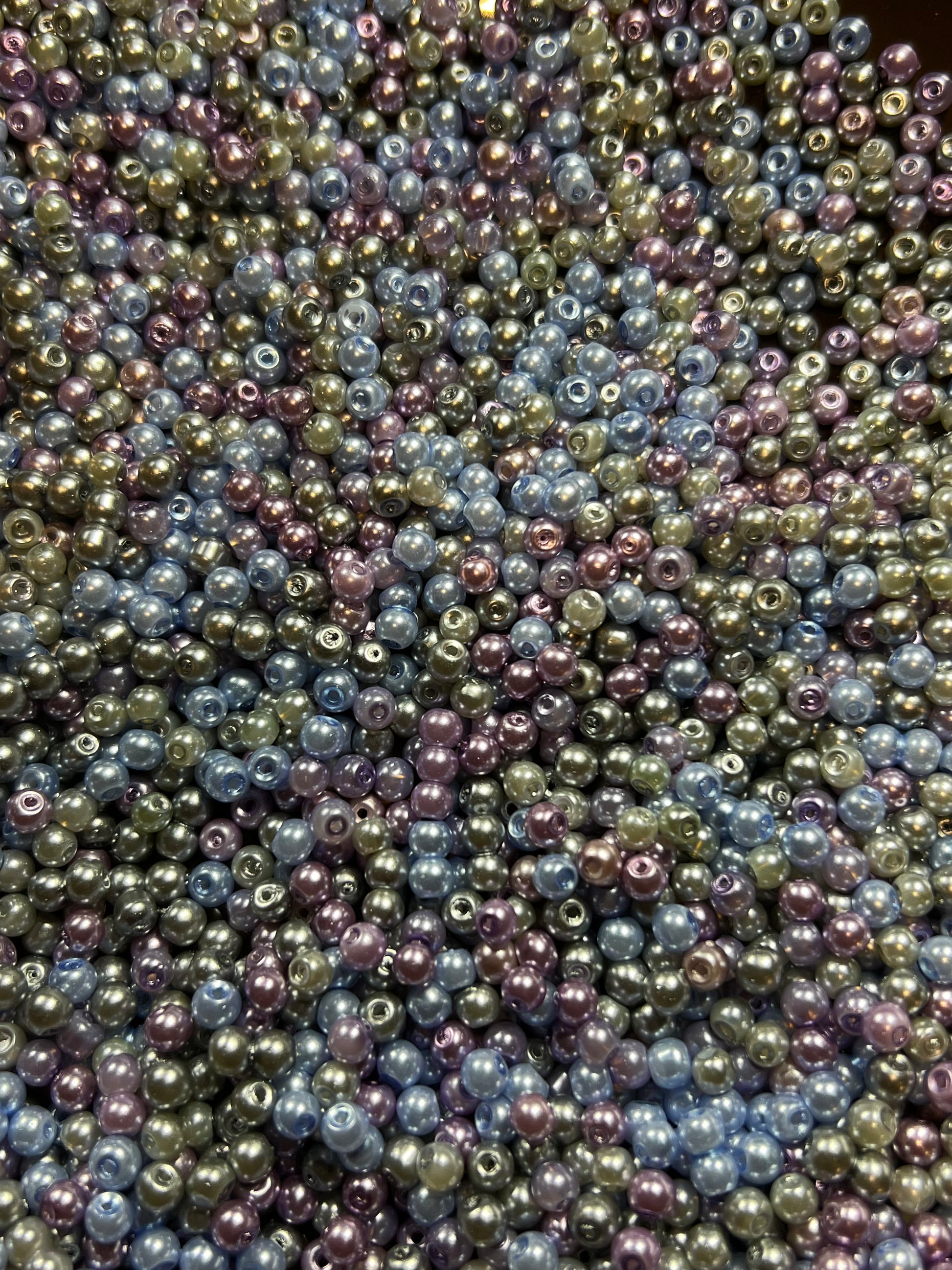 300 4mm Glass Pearl Beads Specialty Blend Gray Mix