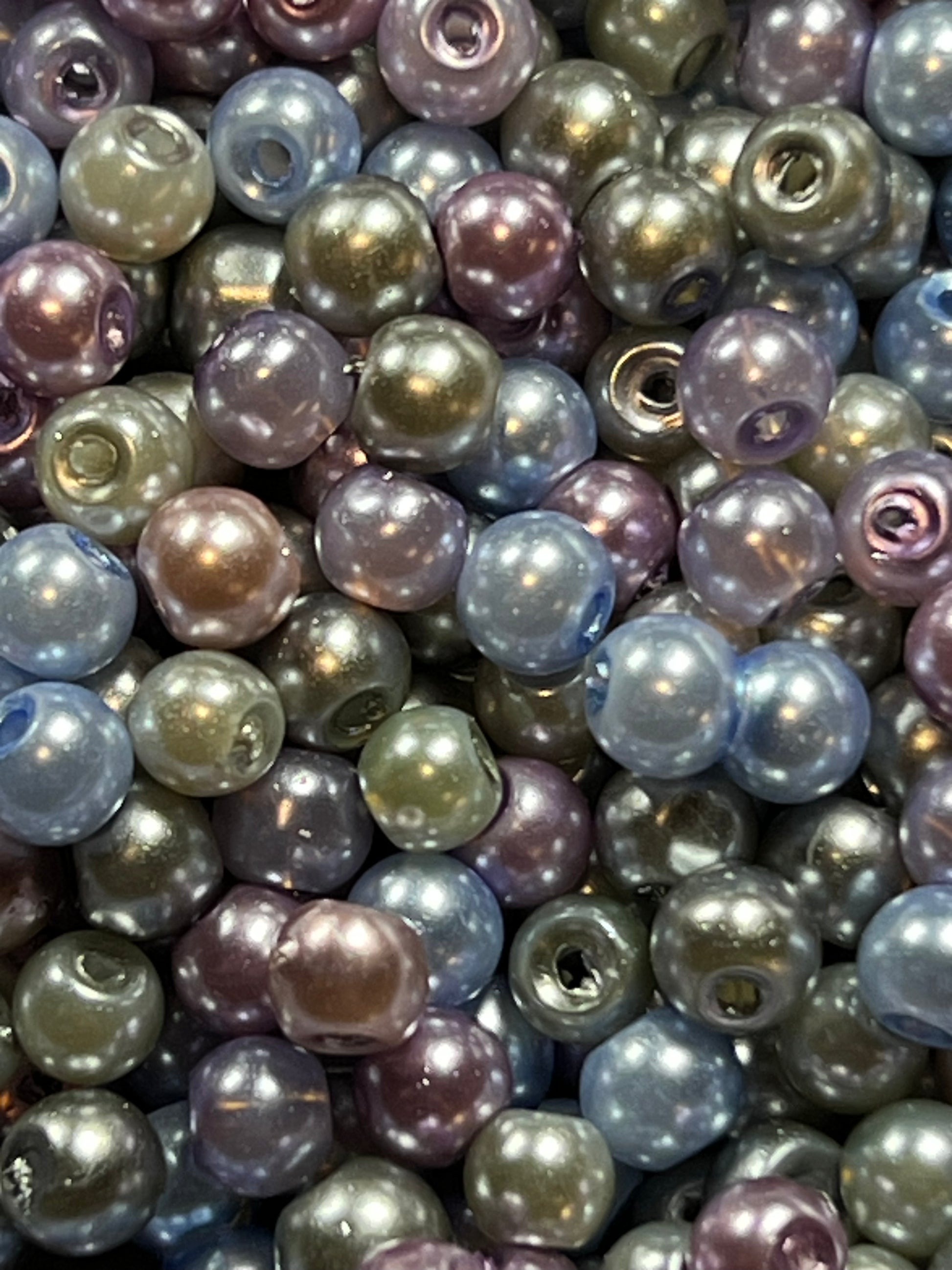 300 4mm Glass Pearl Beads Specialty Blend Gray Mix