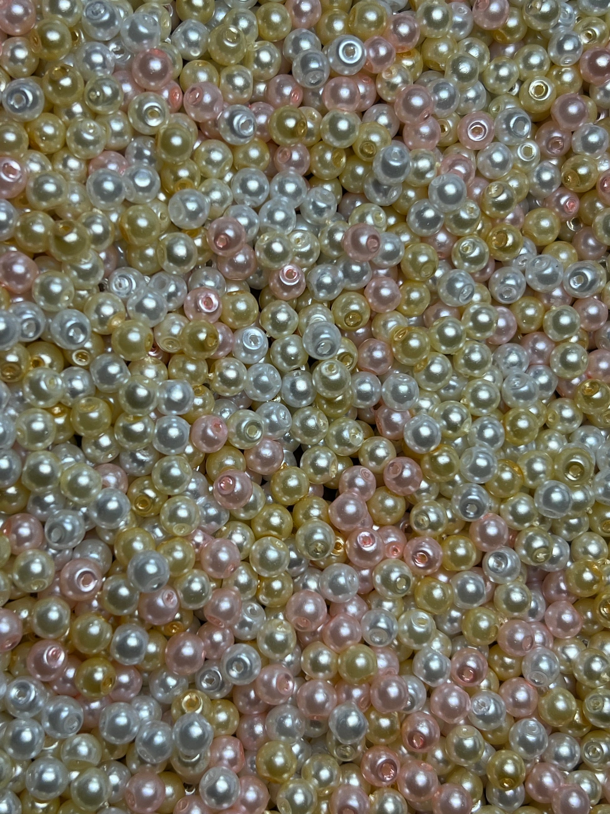 300 4mm Glass Pearl Beads Specialty Blend Barely Pink Mix