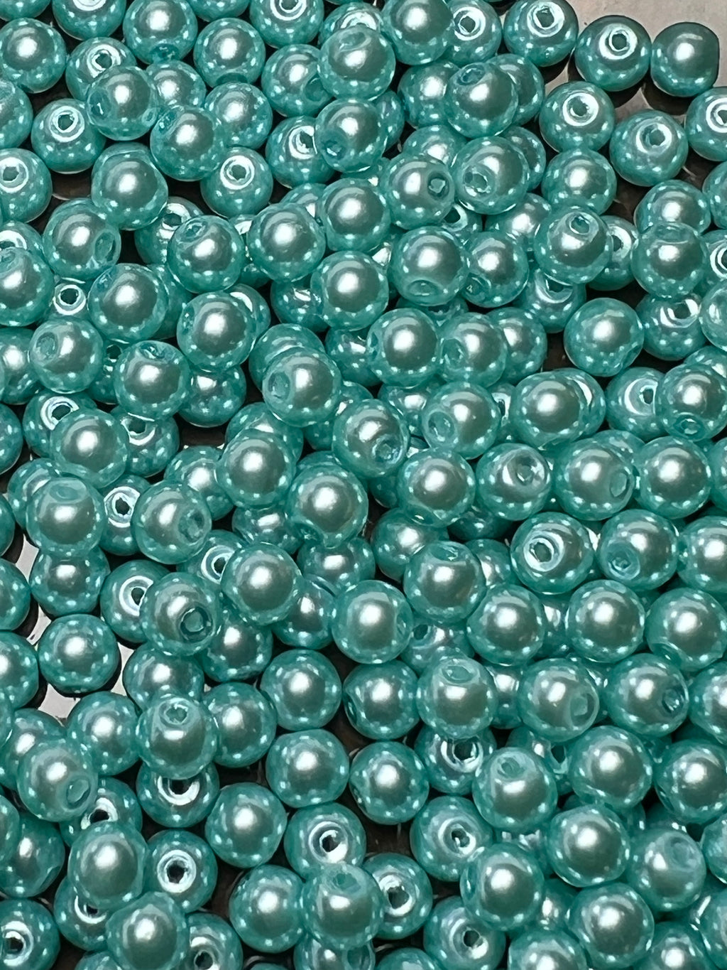 75 6mm Glass Pearl Beads Light Blue