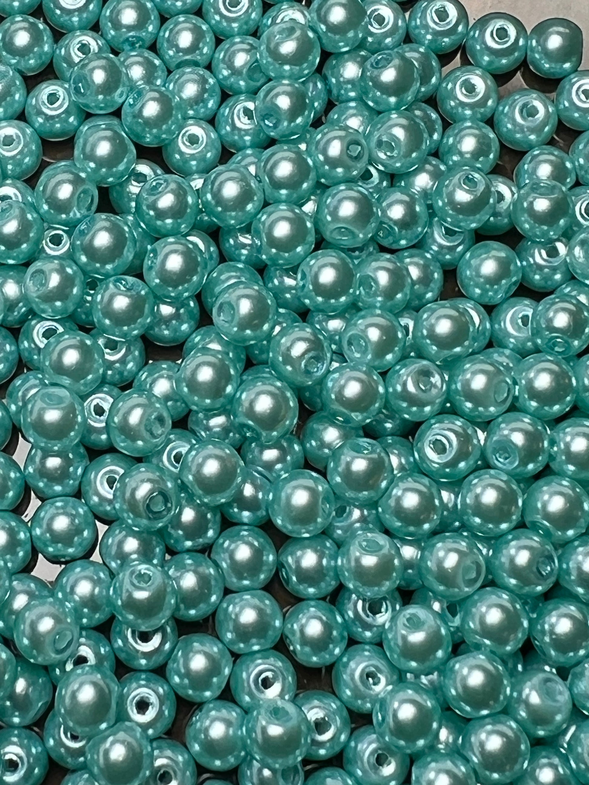 75 6mm Glass Pearl Beads Light Blue
