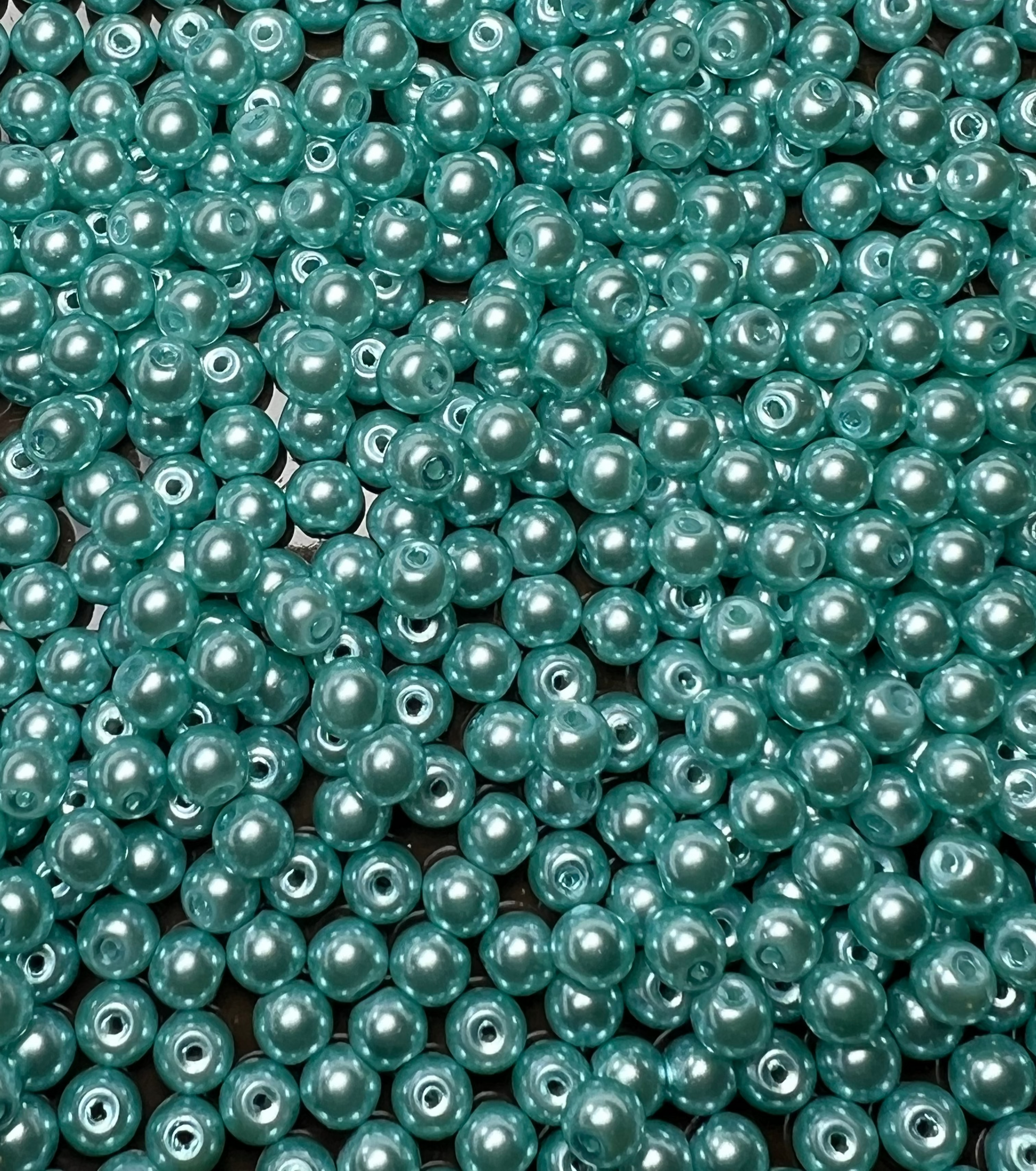 75 6mm Glass Pearl Beads Light Blue