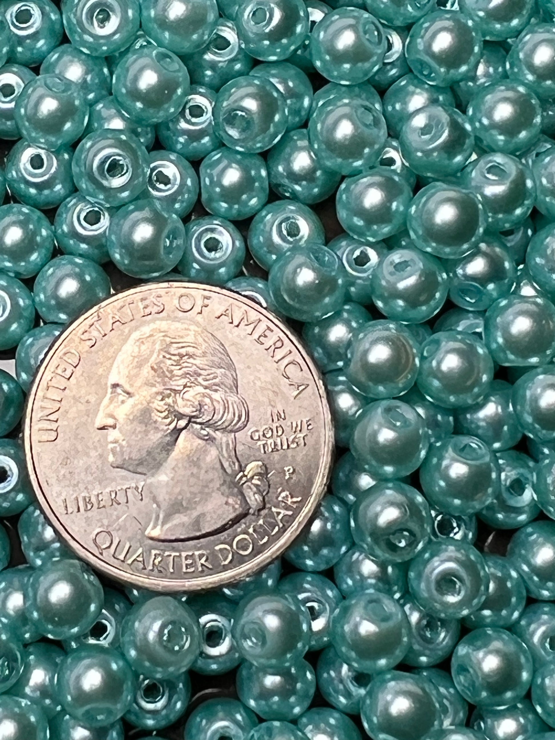 75 6mm Glass Pearl Beads Light Blue