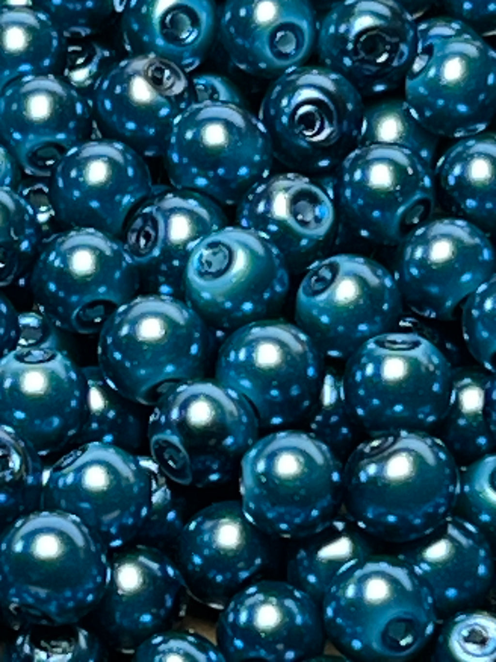 75 6mm Glass Pearl Beads Cadet Blue