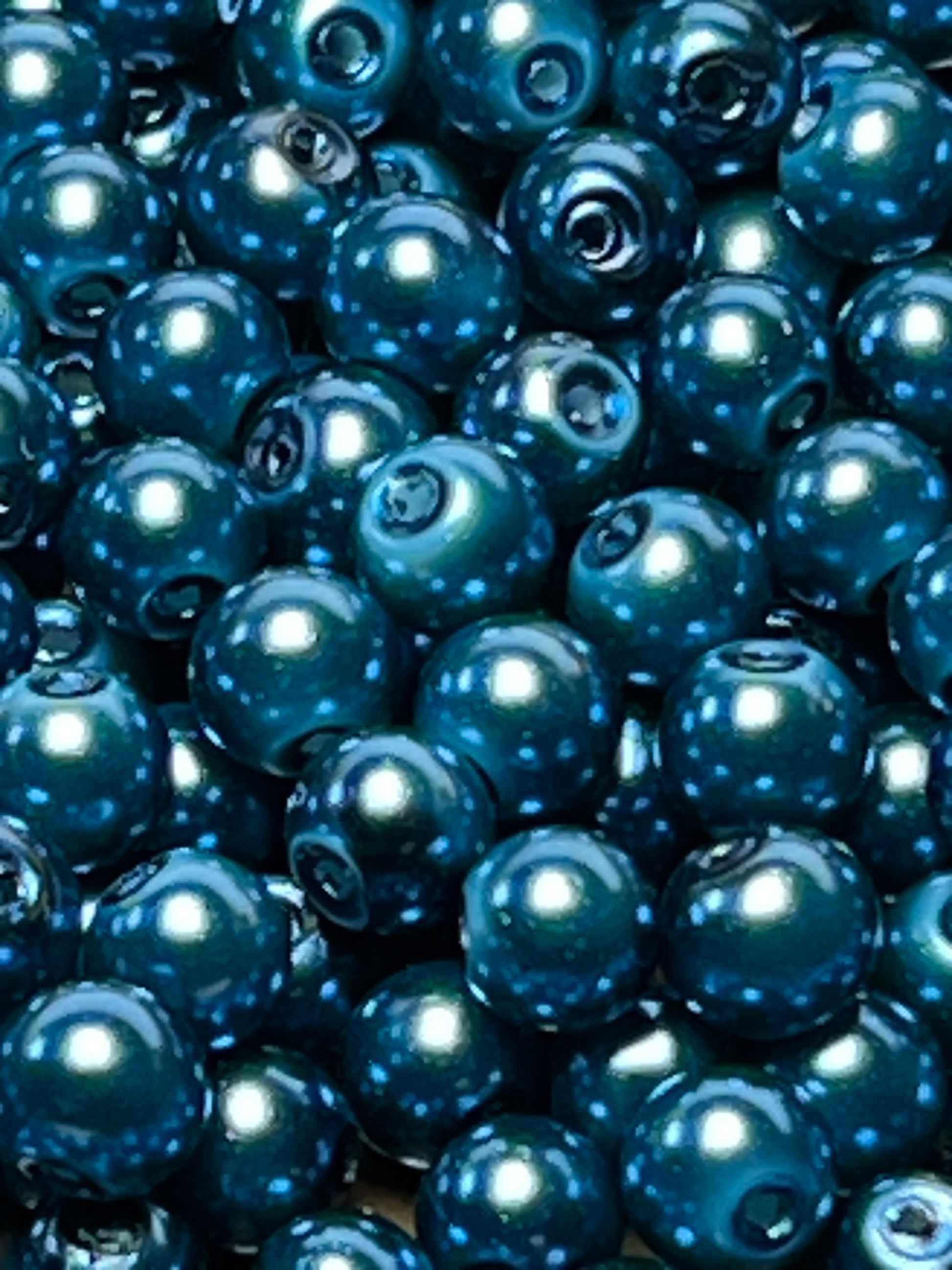75 6mm Glass Pearl Beads Cadet Blue