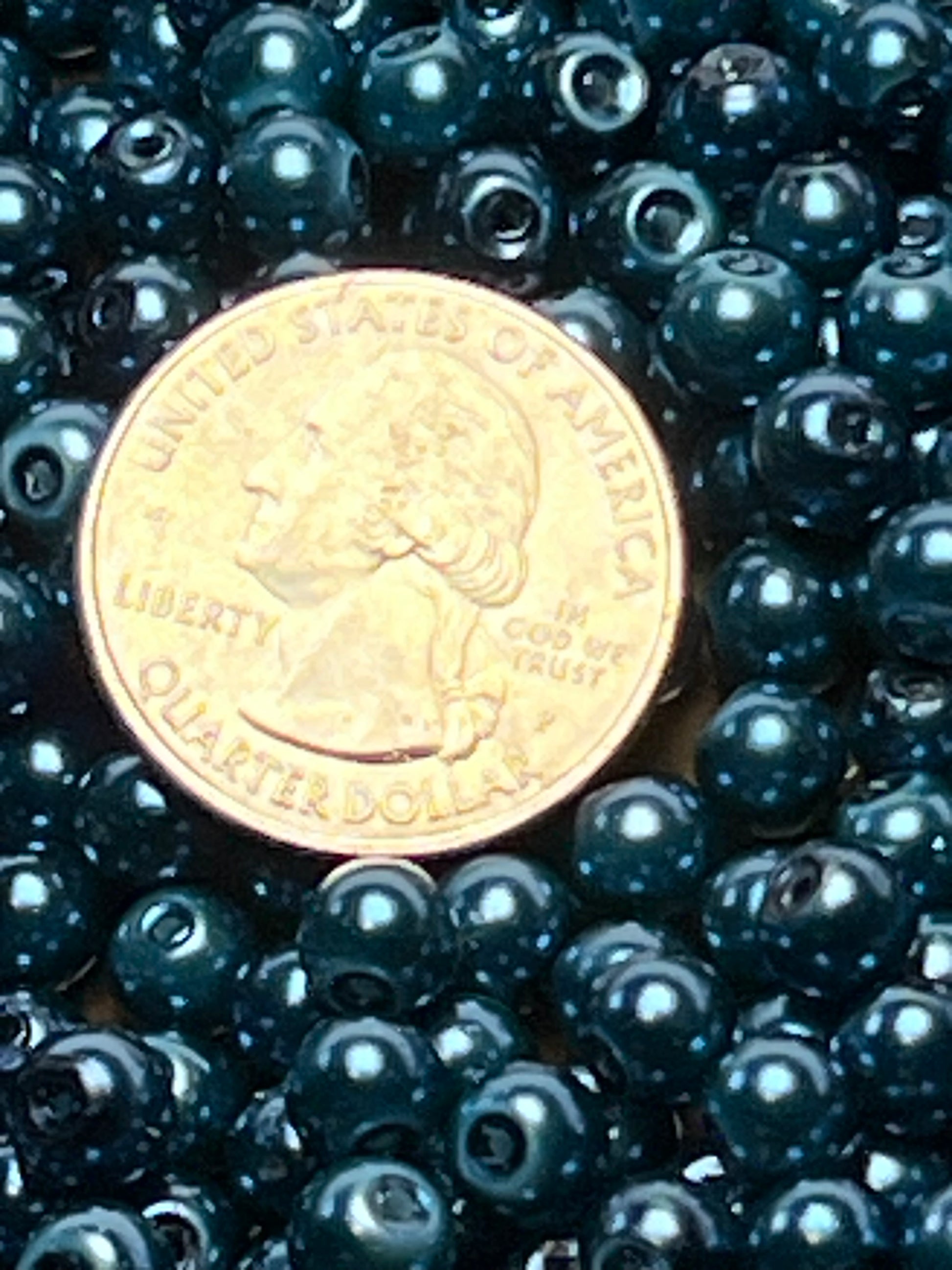 75 6mm Glass Pearl Beads Cadet Blue