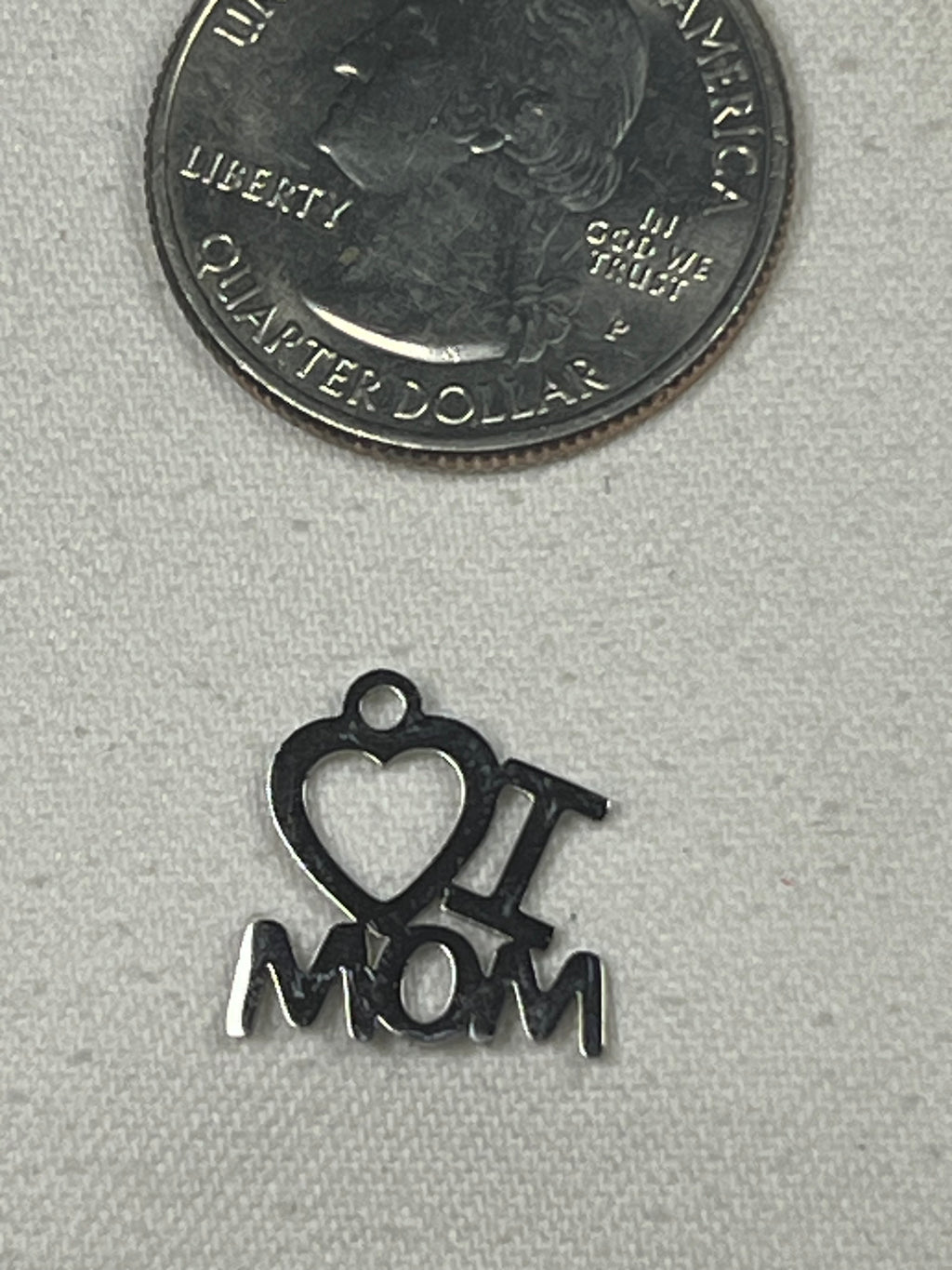 201 Stainless Steel "I Love Mom" Pendant/Charm