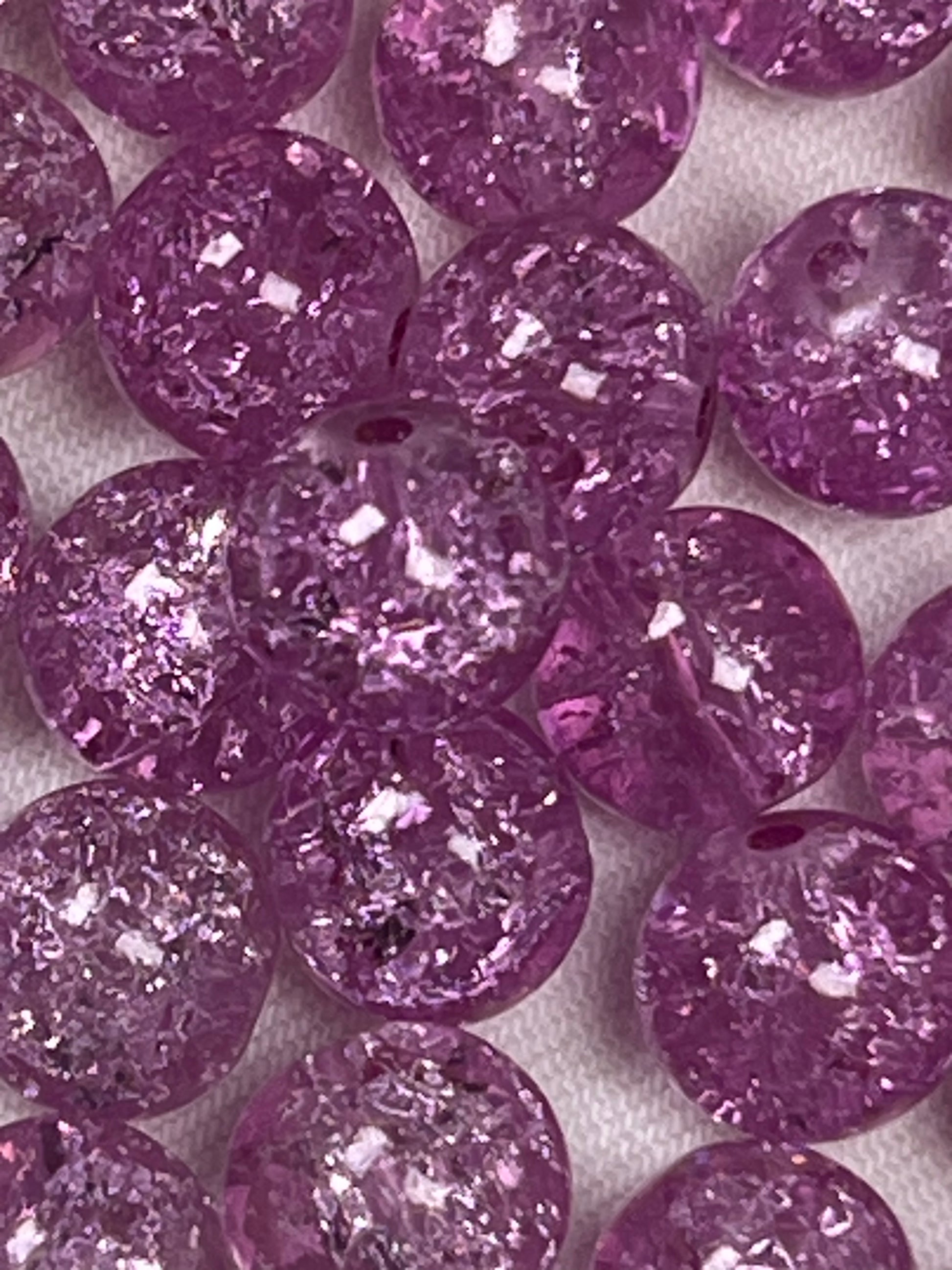 35 10mm Crackle Glass Beads Light Purple