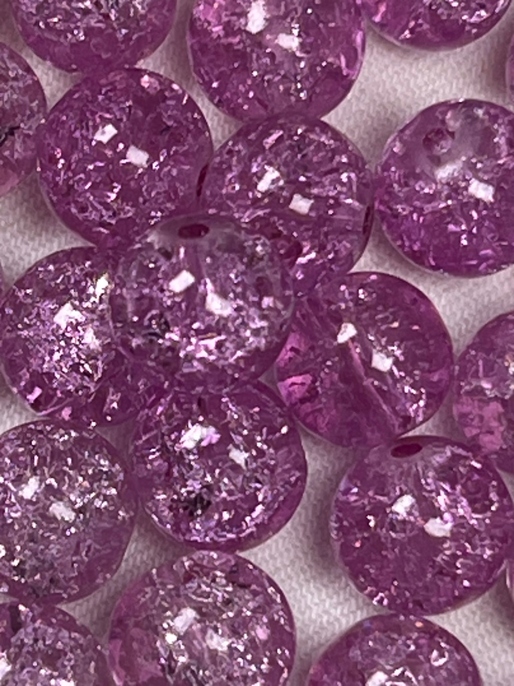 35 10mm Crackle Glass Beads Light Purple