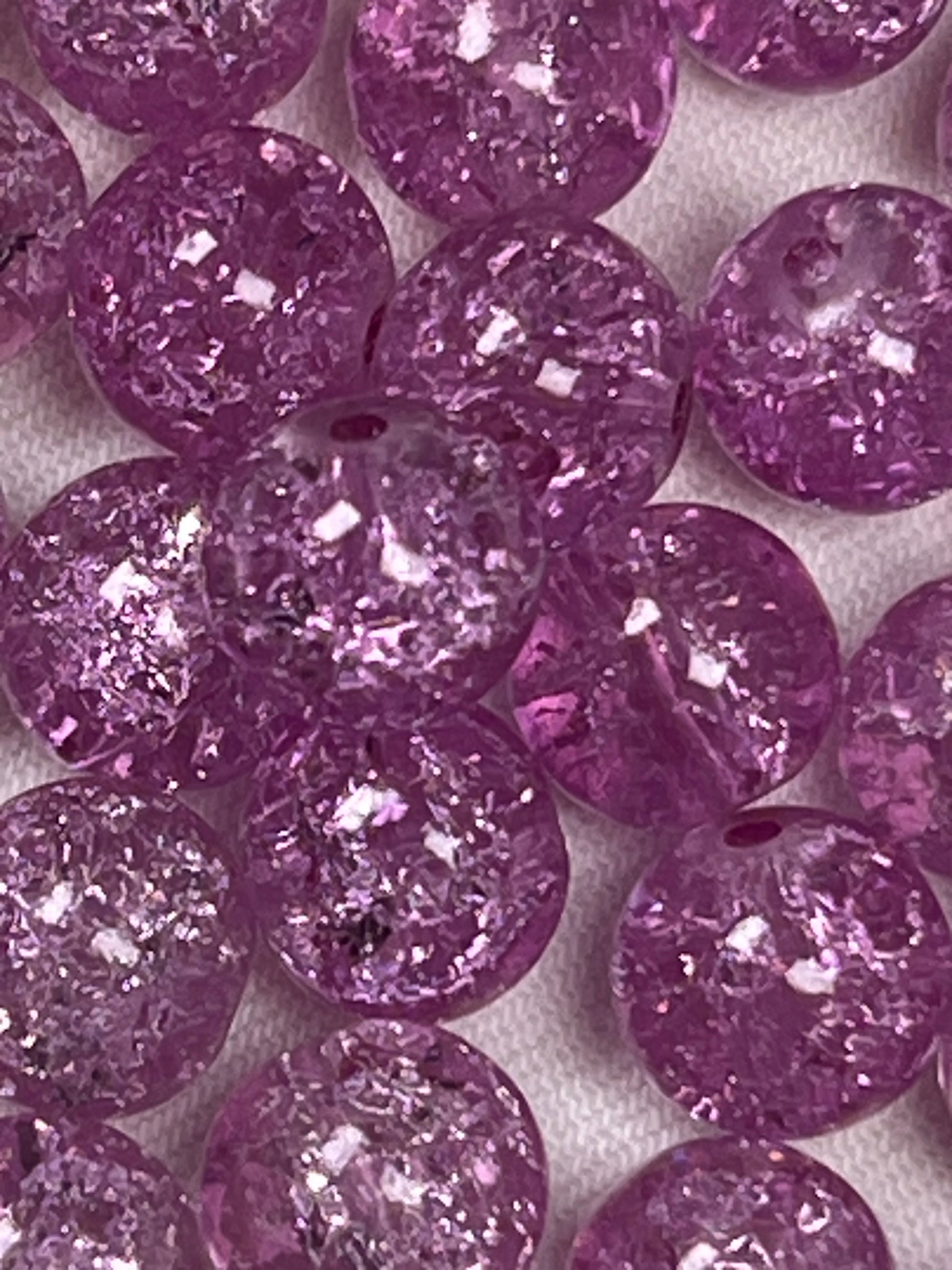 35 10mm Crackle Glass Beads Light Purple
