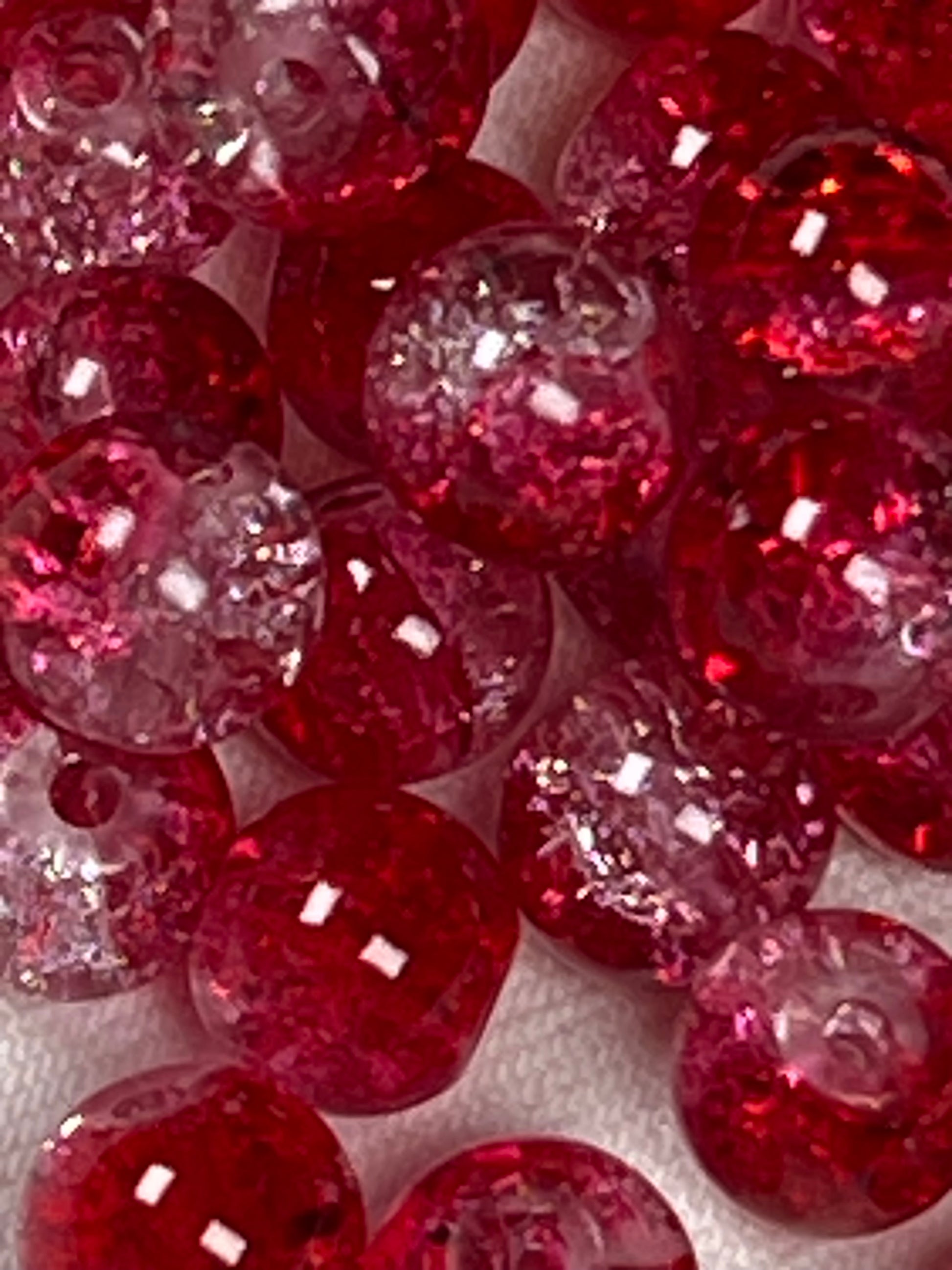 50 8mm Two-Tone Crackle Glass Beads Red & Clear