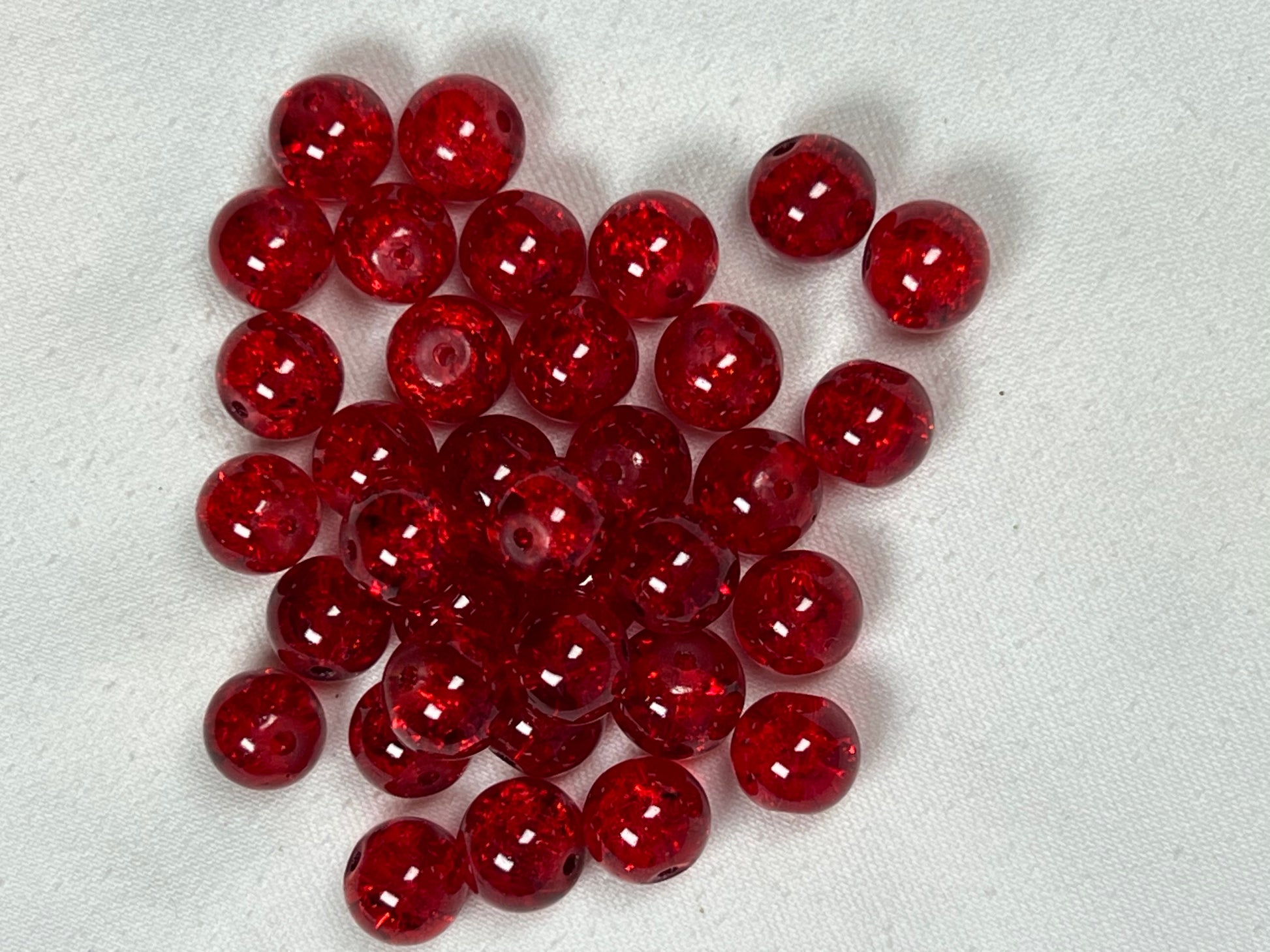 50 8mm Crackle Glass Beads Dark Red
