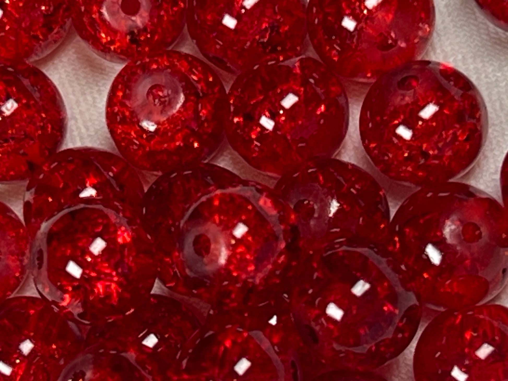 50 8mm Crackle Glass Beads Dark Red