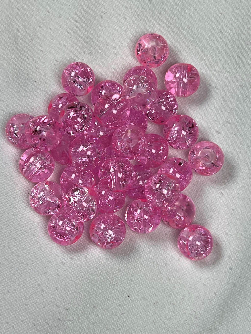 35 10mm Crackle Glass Beads Light Pink