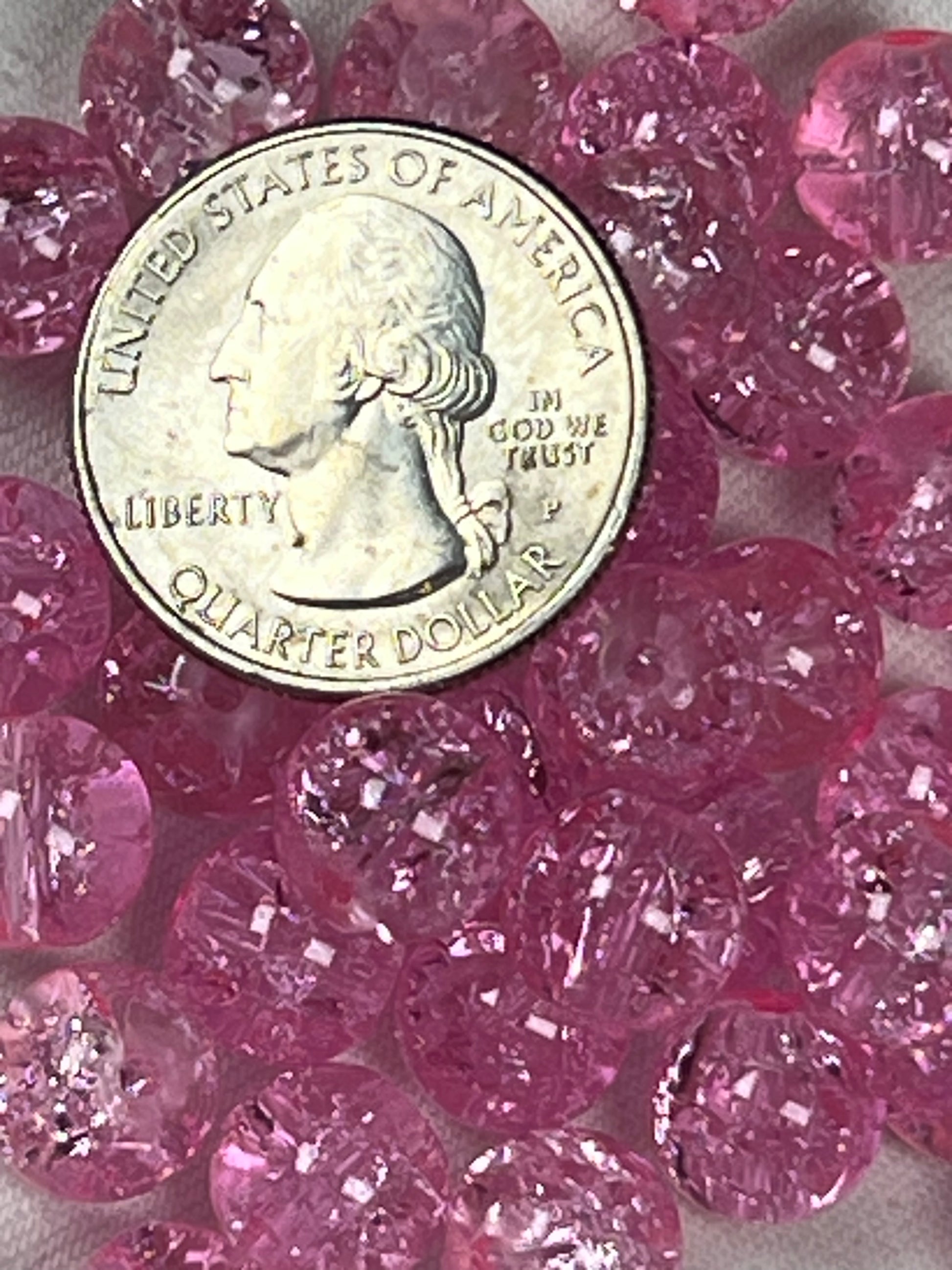 35 10mm Crackle Glass Beads Light Pink