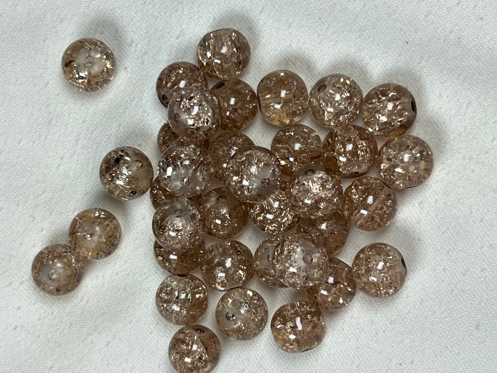 35 10mm Crackle Glass Beads Tan
