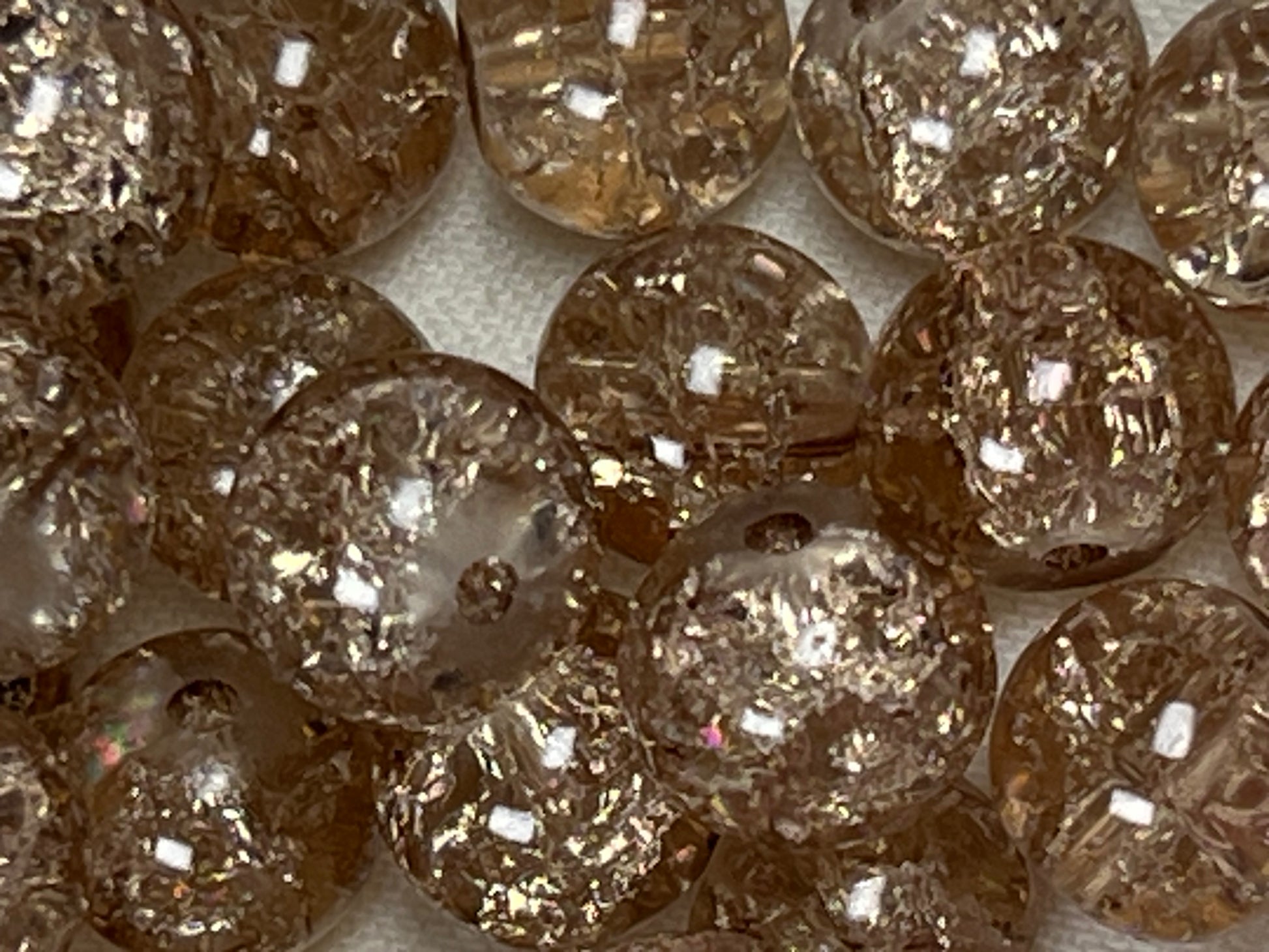 35 10mm Crackle Glass Beads Tan