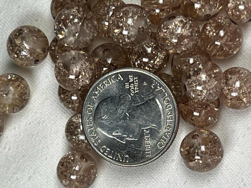 35 10mm Crackle Glass Beads Tan