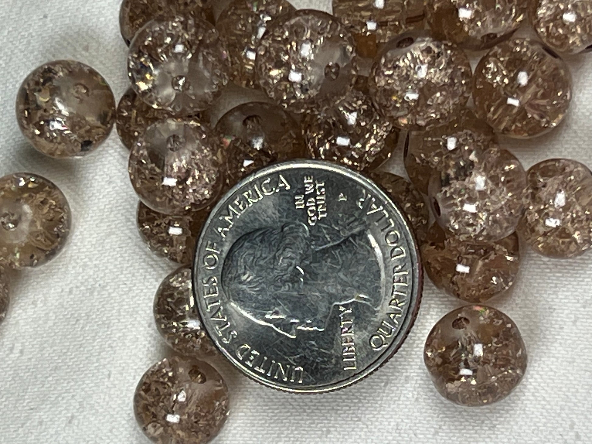35 10mm Crackle Glass Beads Tan