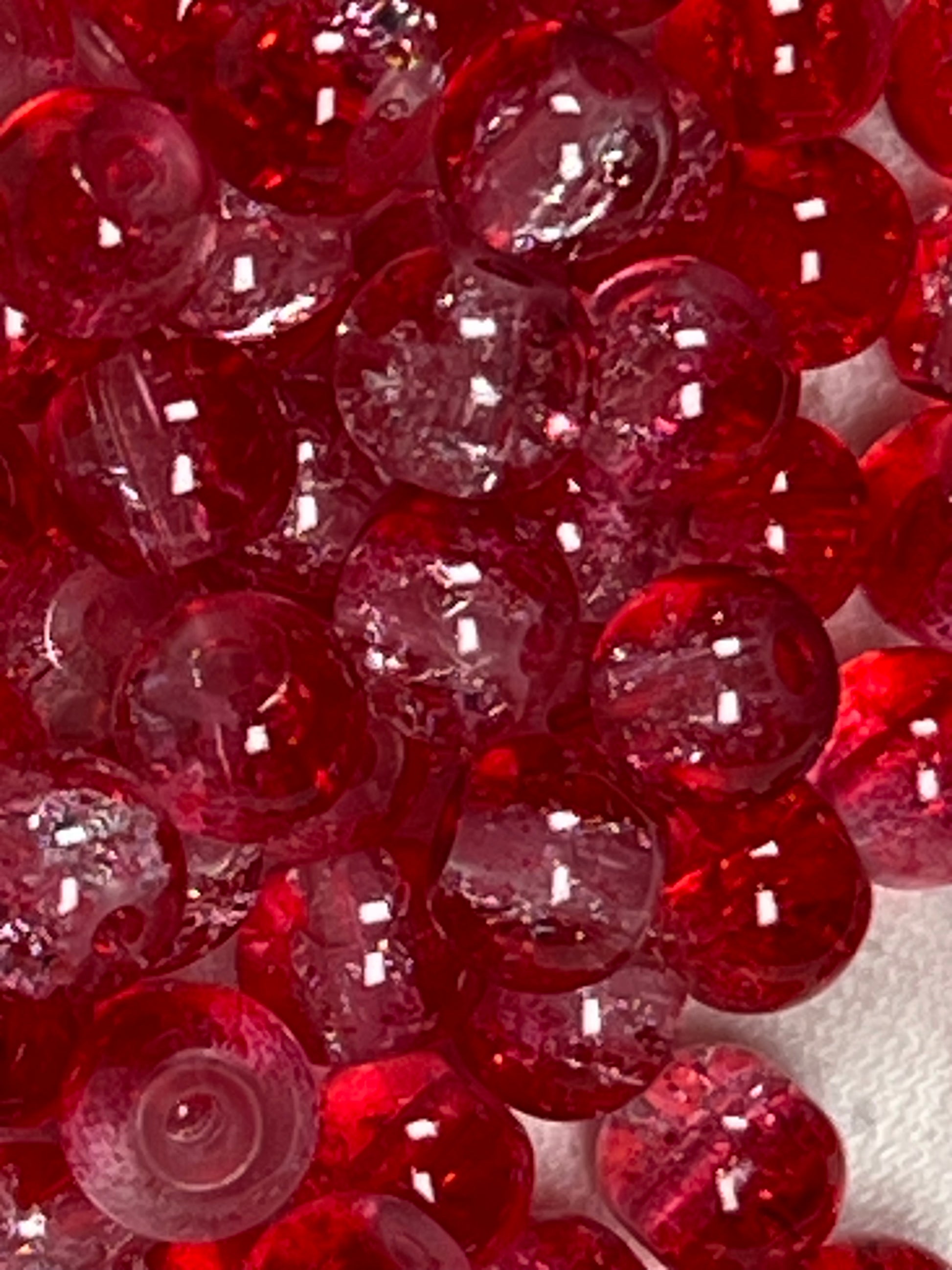 75 6mm Two-Tone Crackle Glass Beads Red and Clear