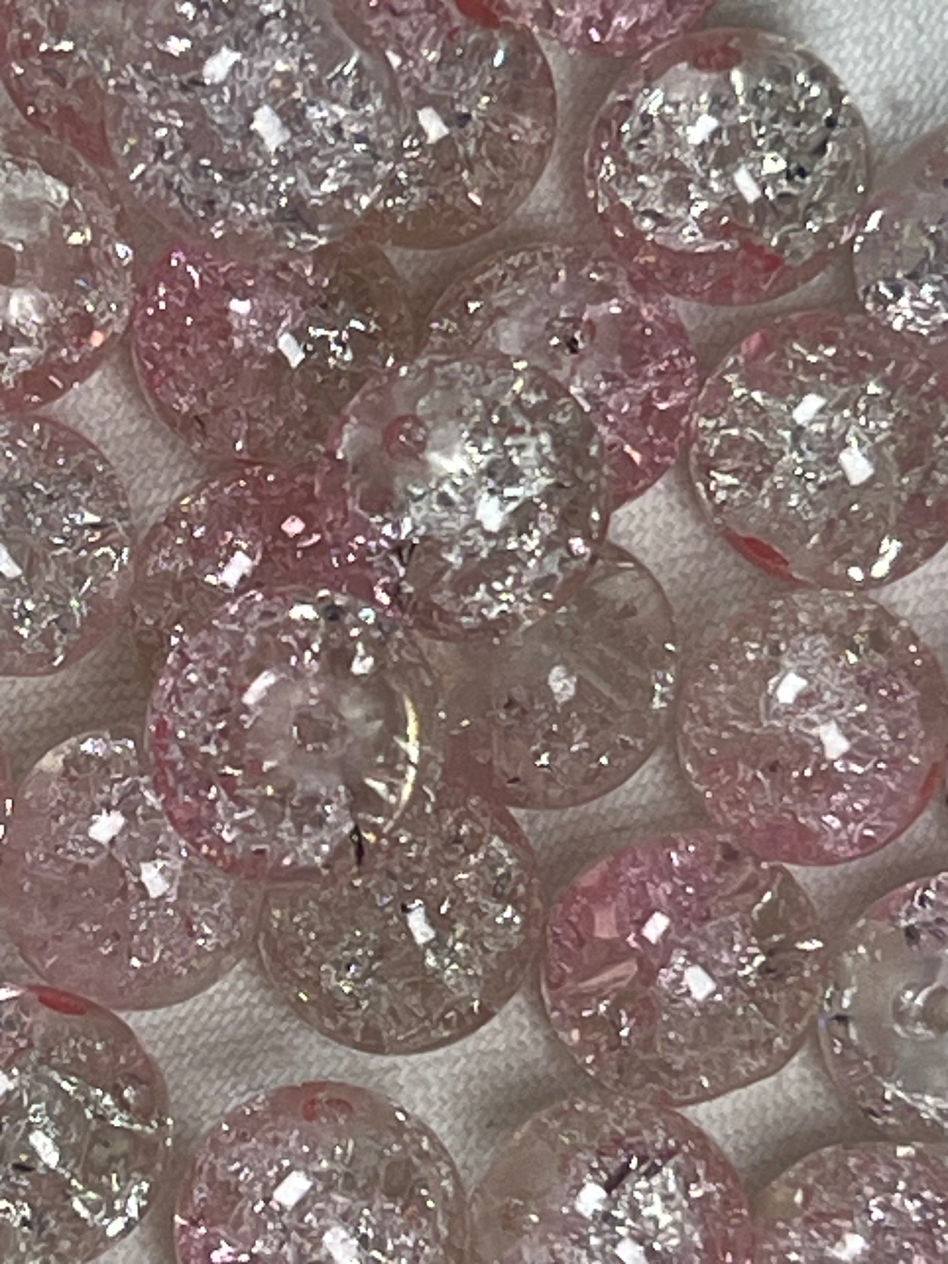 35 10mm Two-Tone Crackle Glass Beads Pink Ice
