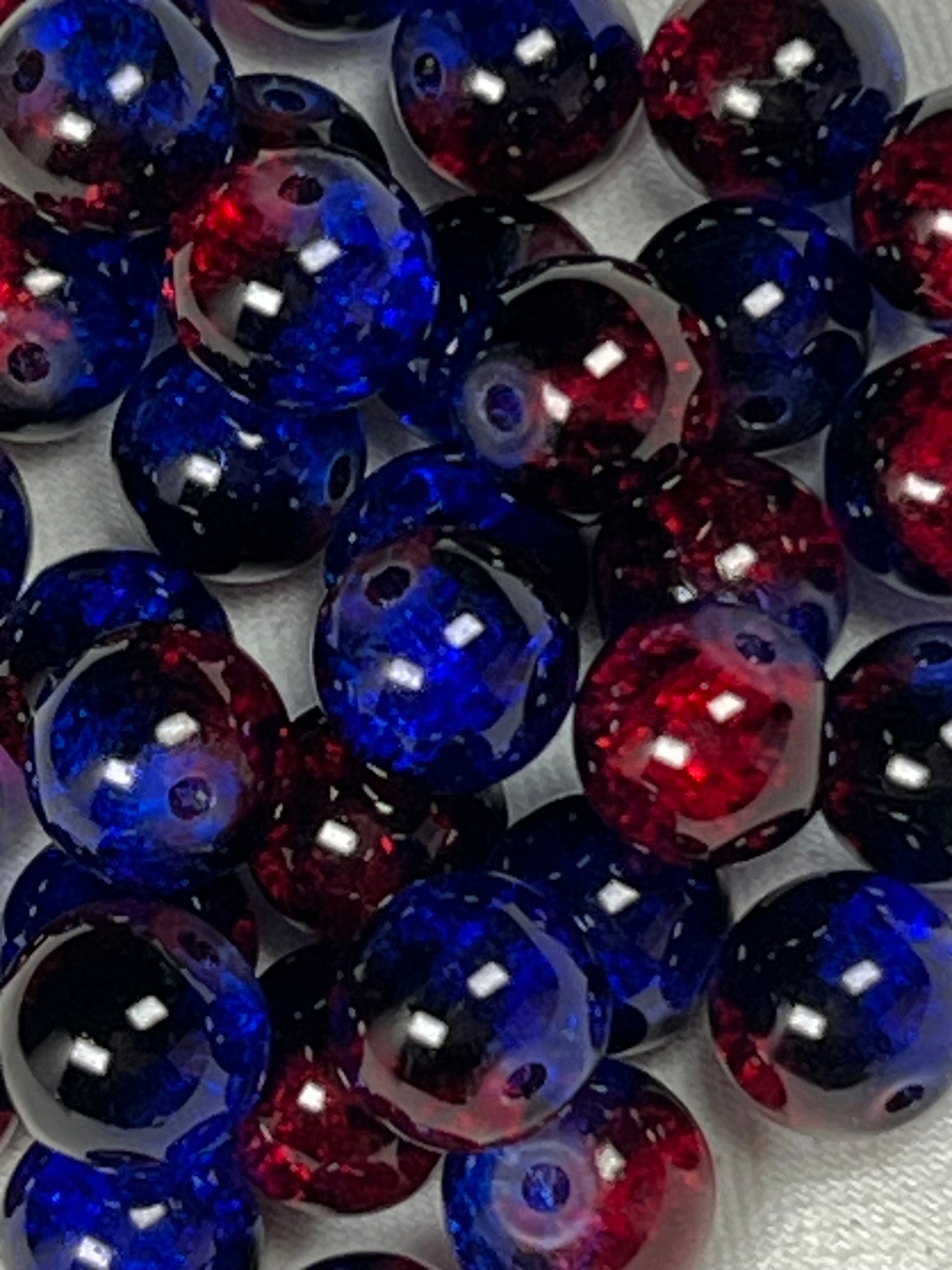 35 10 Two-Tone Crackle Glass Beads Americana