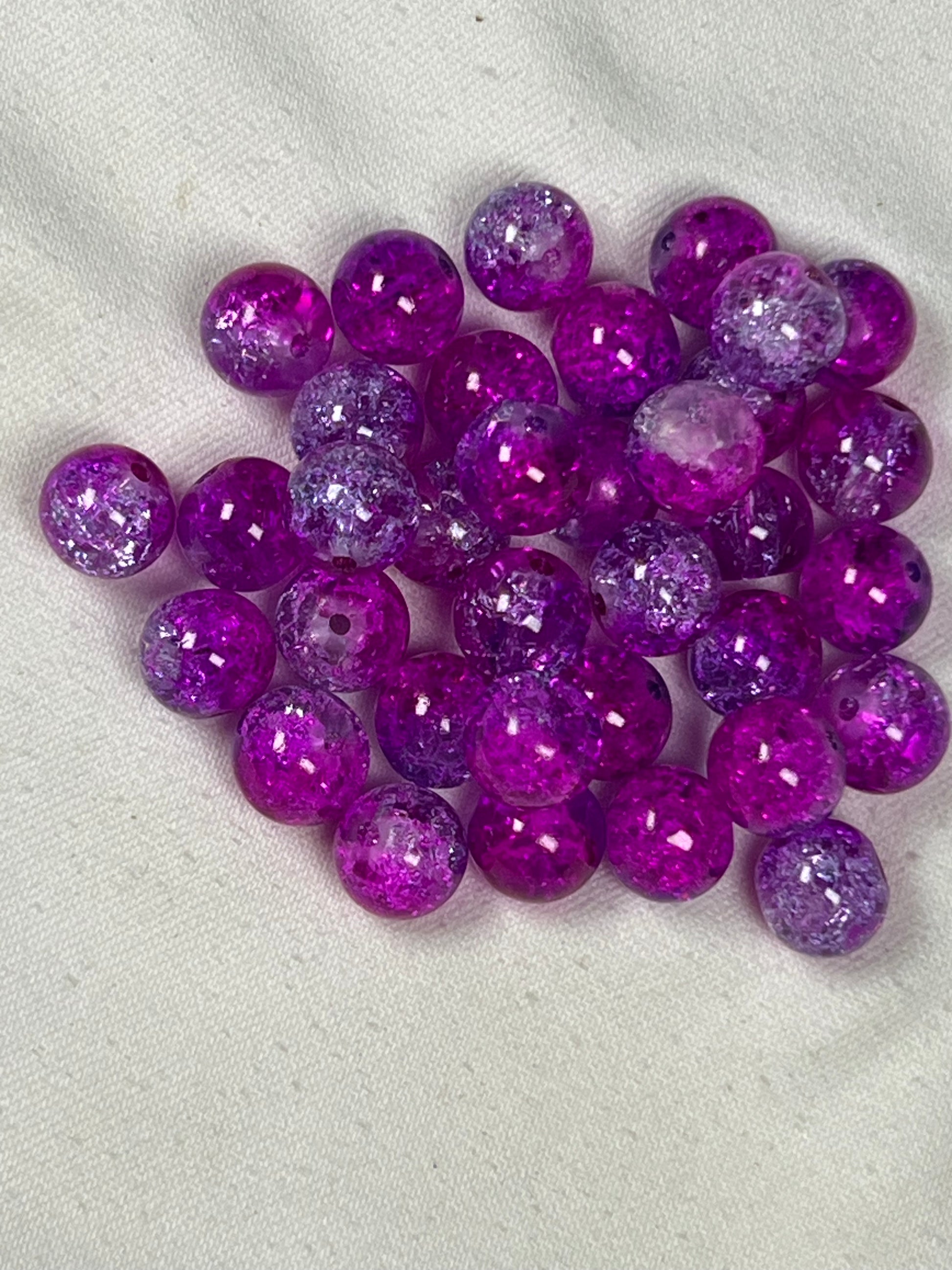 35 10mm Two-Tone Crackle Glass Beads Retro