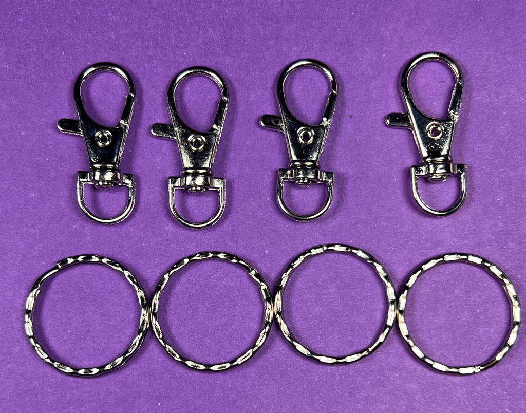 4 Split Wavy Key Ring w/Swivel Lobster Claw Clasp