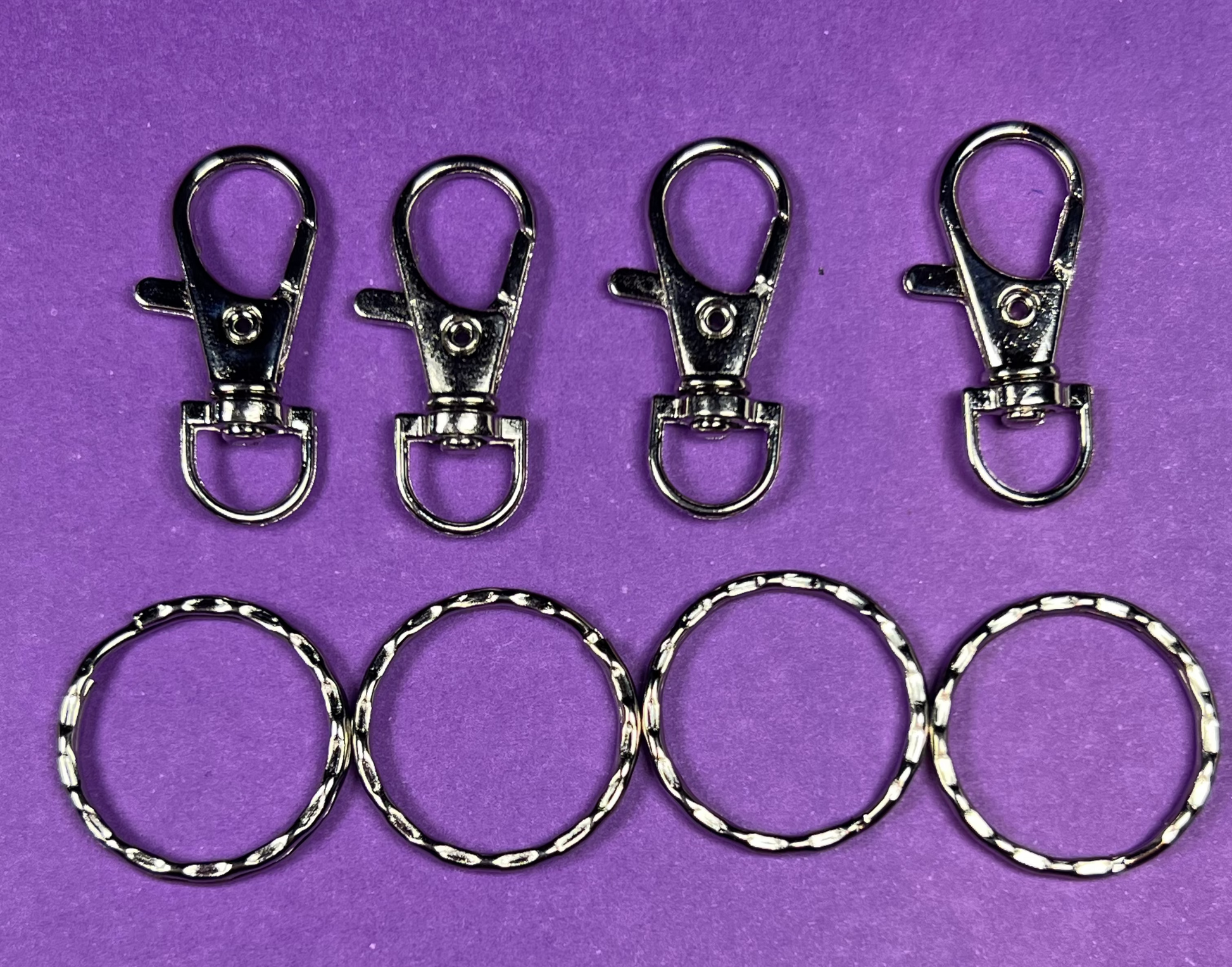 4 Split Wavy Key Ring w/Swivel Lobster Claw Clasp