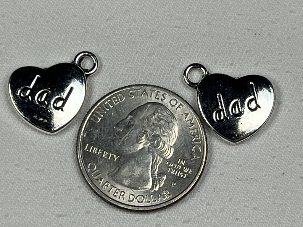 10 Tibetan Style Double Sided Dad Heart Pendants/Charm
