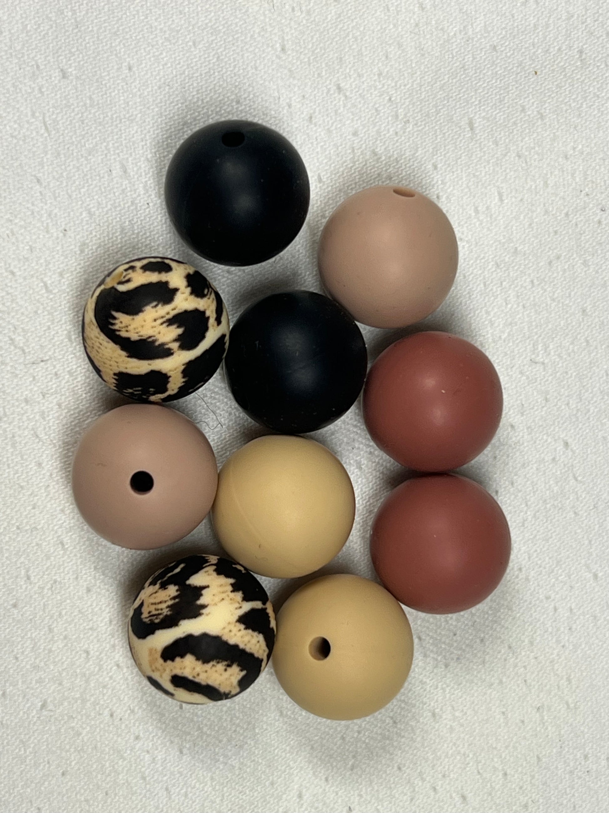 10 15mm Silicone Beads Brown & Tiger