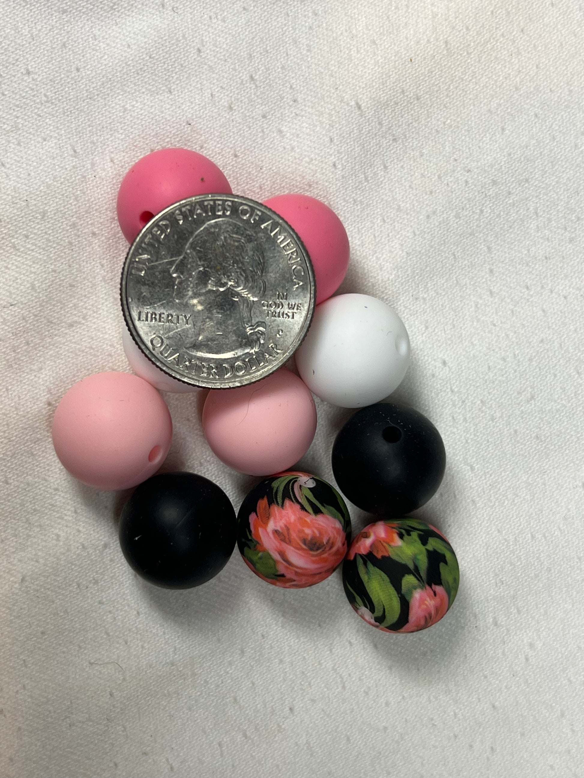 10 15mm Silicone Beads Pink Rose