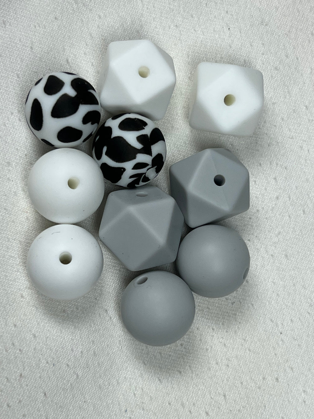 10 Silicone Beads in Cow Mix Mixed Shapes