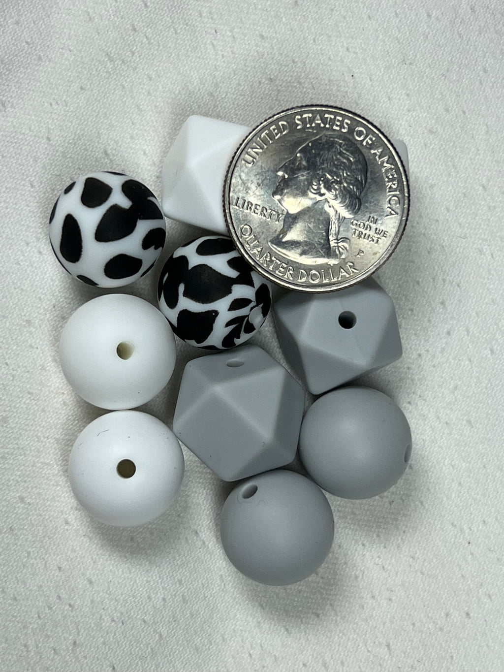 10 Silicone Beads in Cow Mix Mixed Shapes