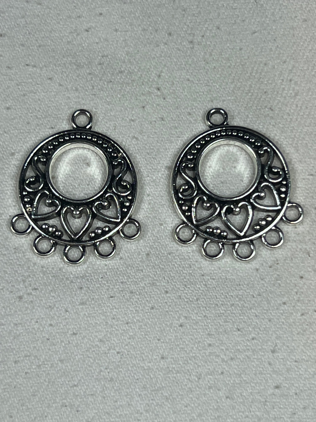 One Pair Tibetan Style Chandelier Flat Round Heart Earring Findings