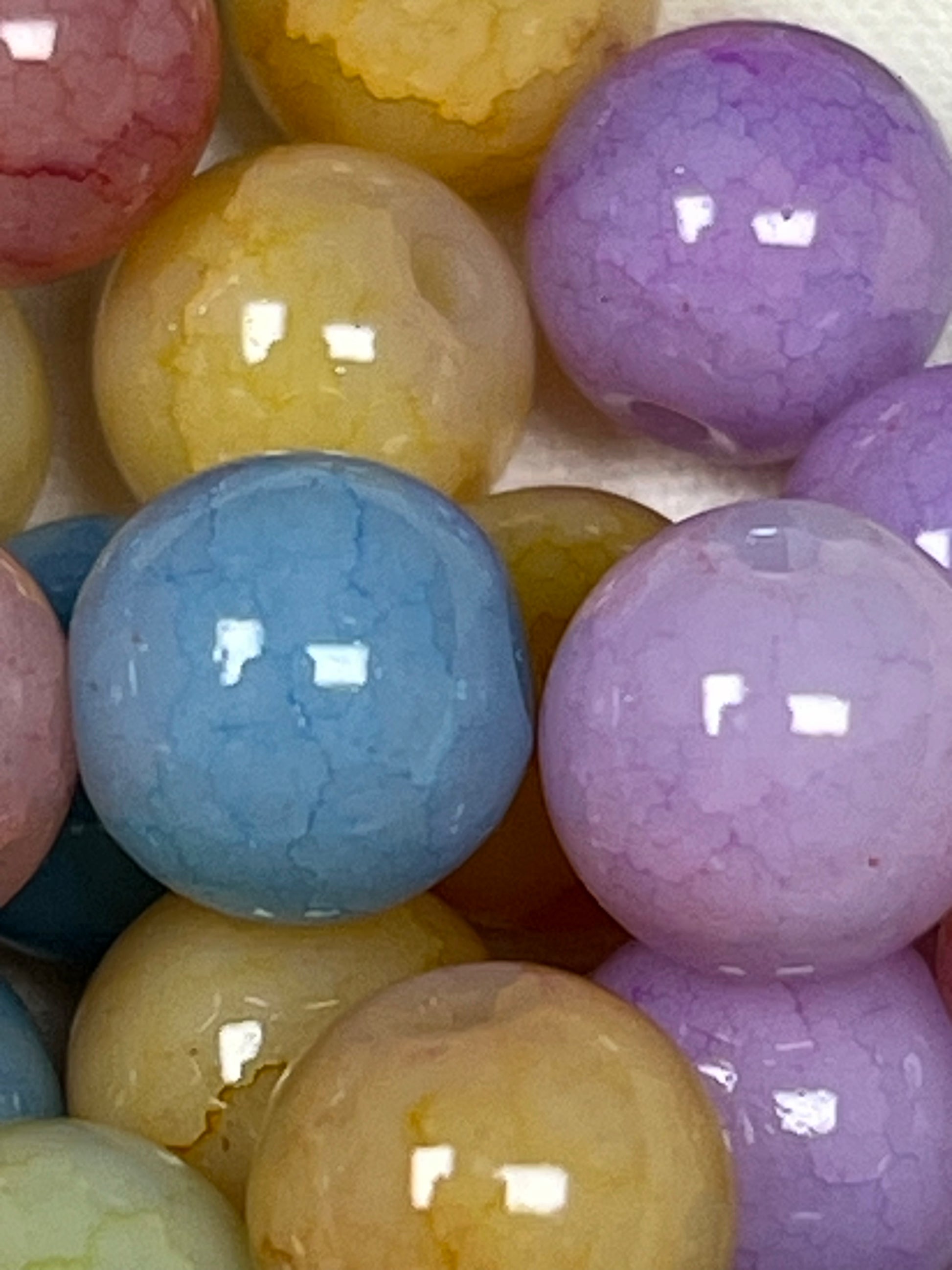 50 8mm Opaque Crackle Glass Beads Colorful