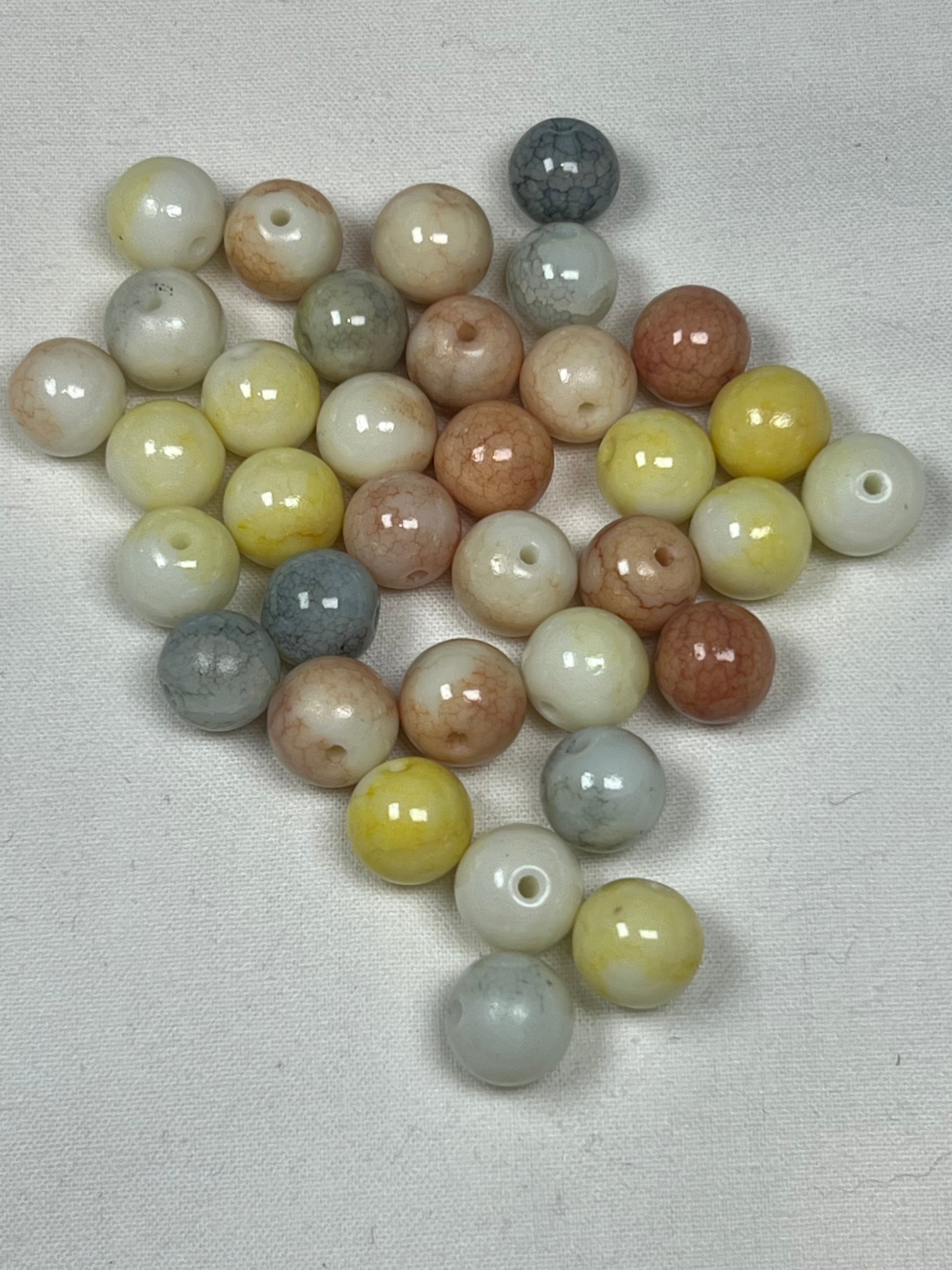 50 8mm Opaque Crackle Glass Beads Light Salmon