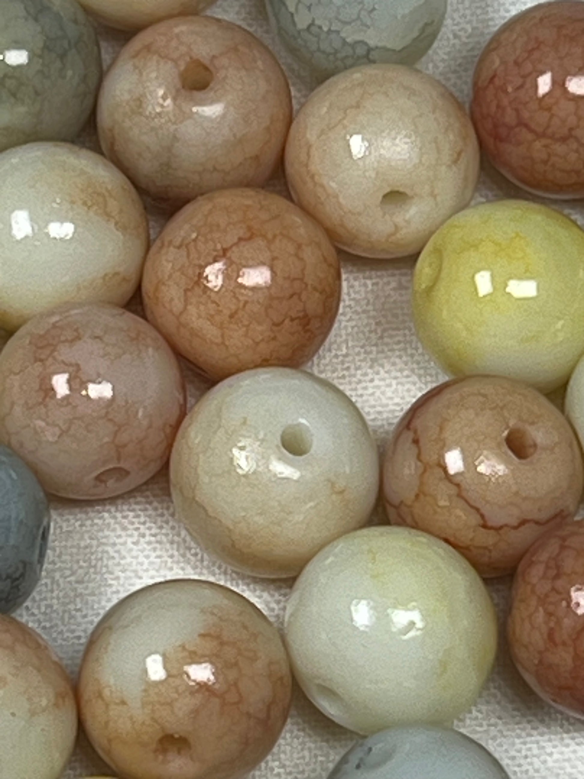 50 8mm Opaque Crackle Glass Beads Light Salmon