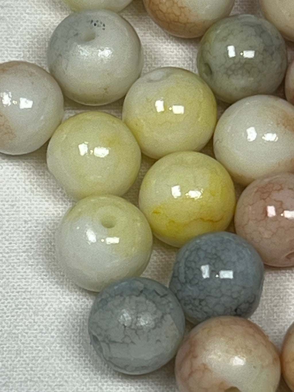 50 8mm Opaque Crackle Glass Beads Light Salmon