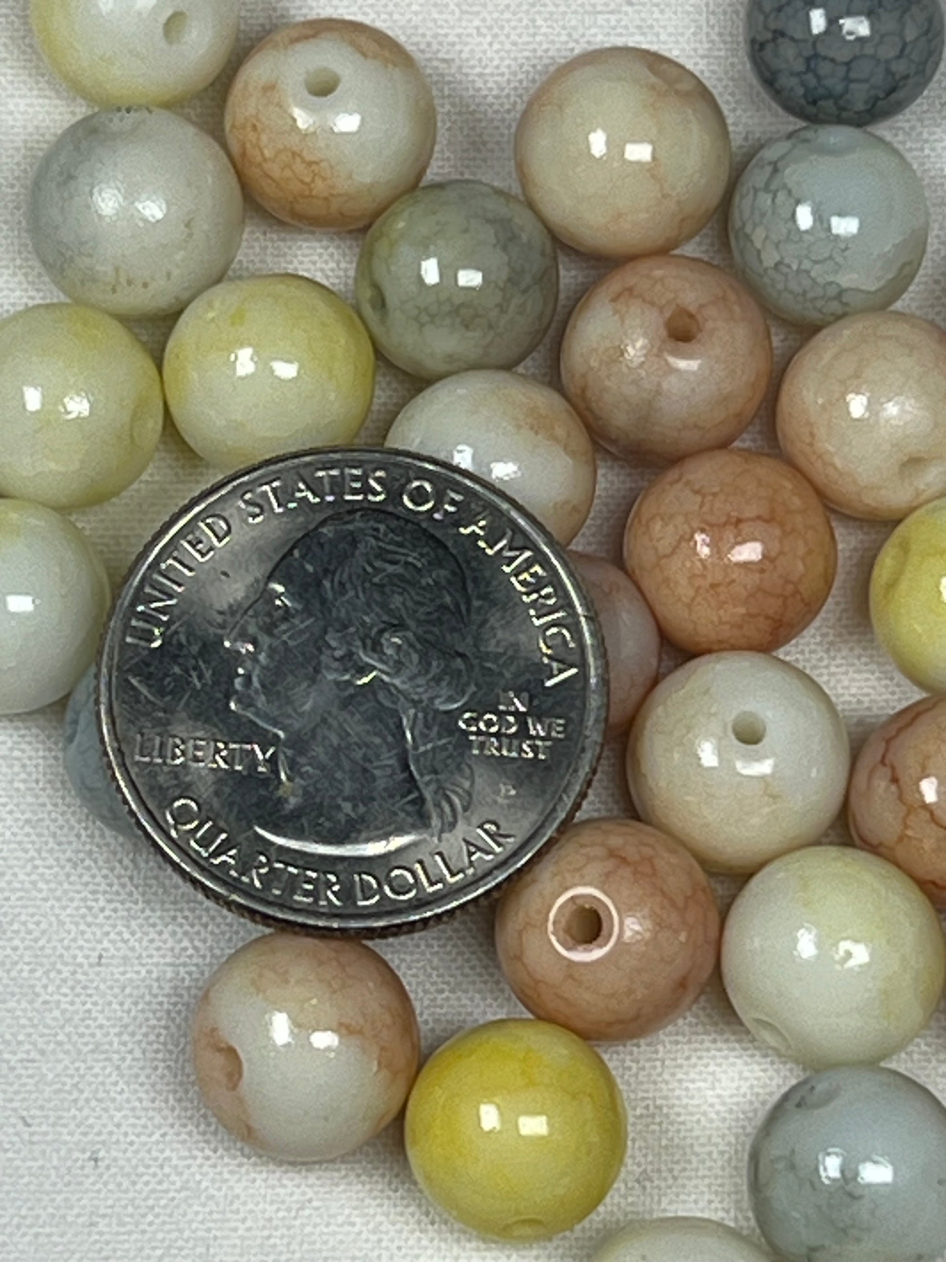 50 8mm Opaque Crackle Glass Beads Light Salmon