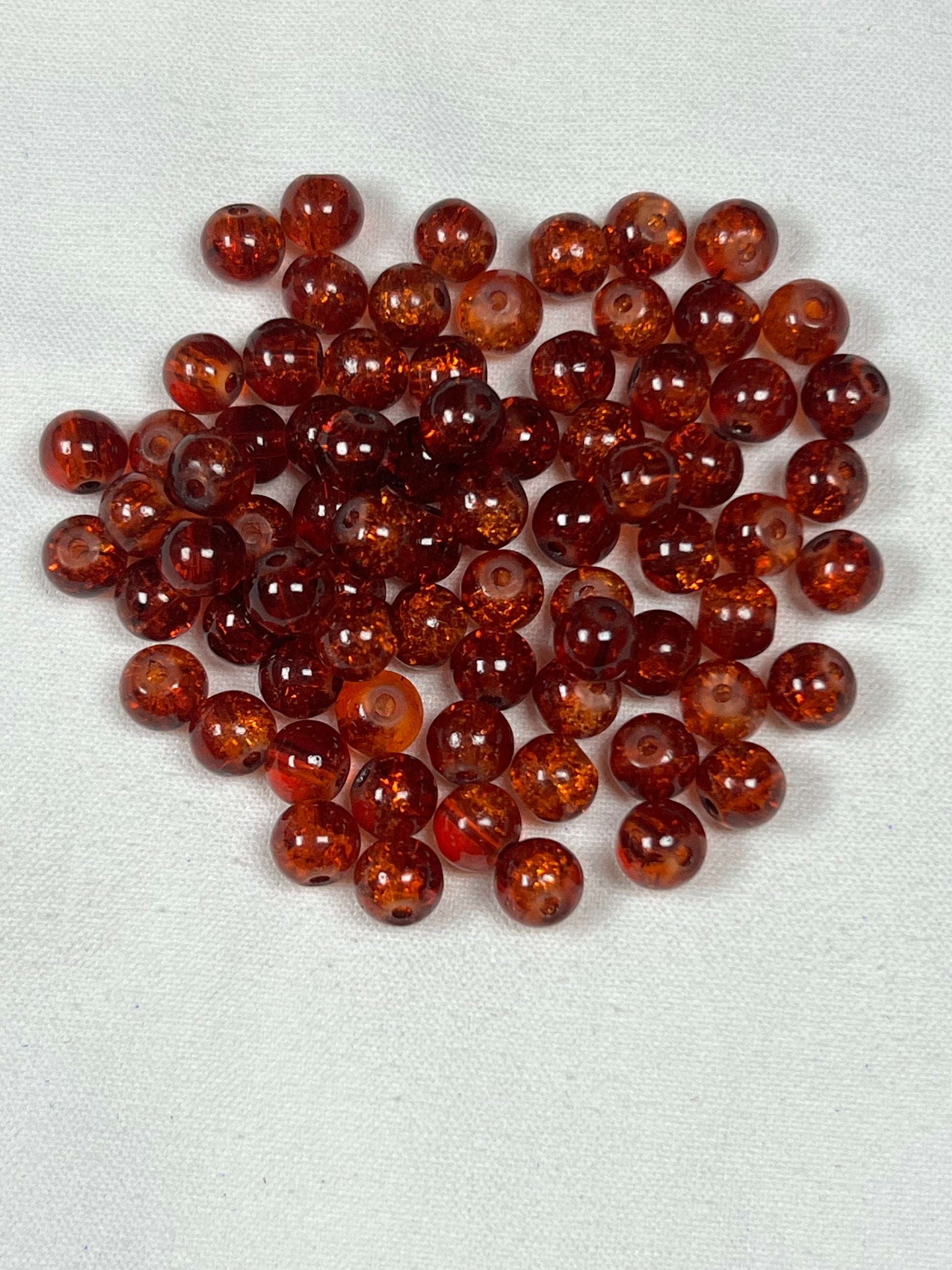 75 6mm Crackle Glass Beads Saddle Brown