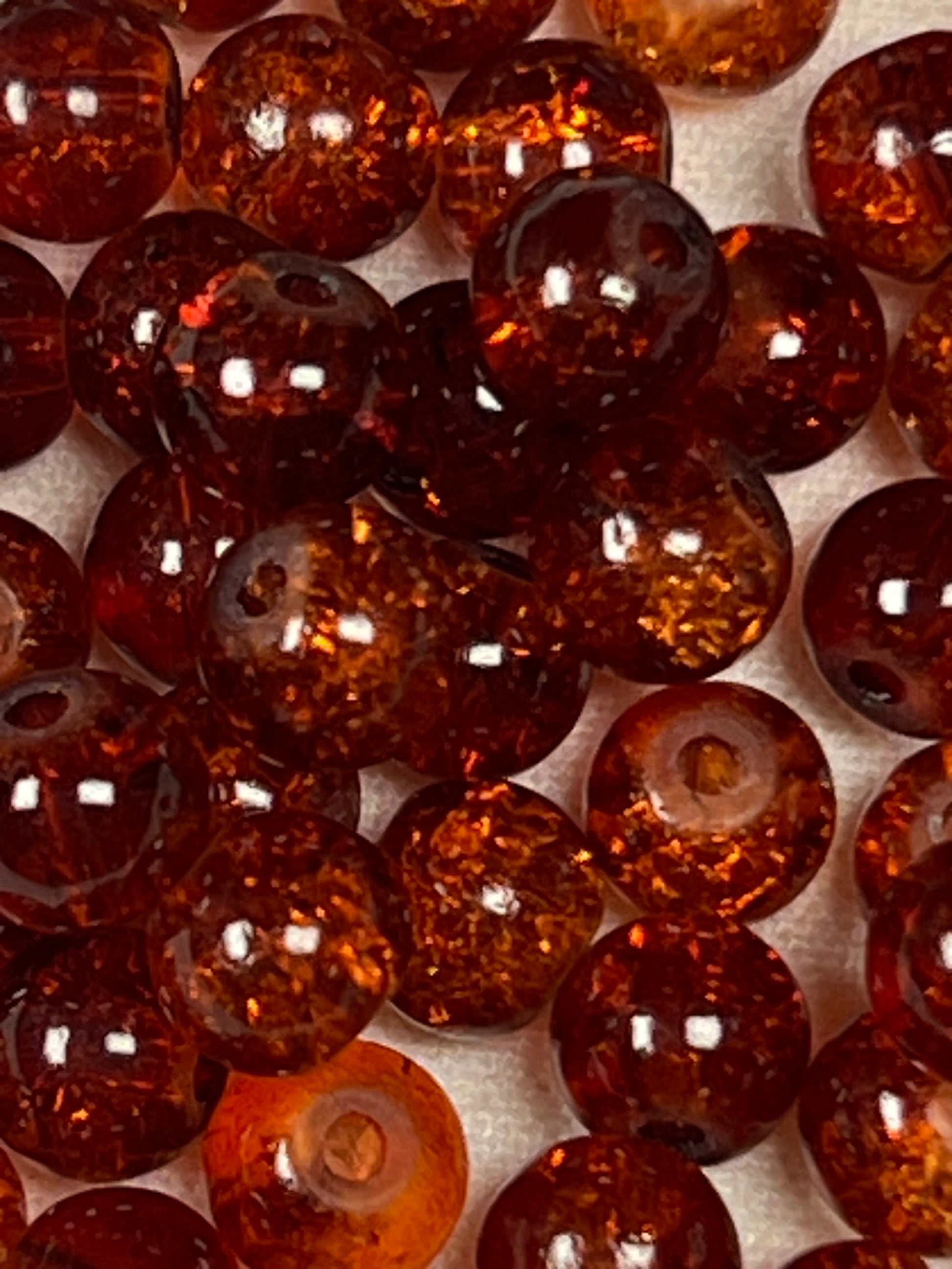 75 6mm Crackle Glass Beads Saddle Brown