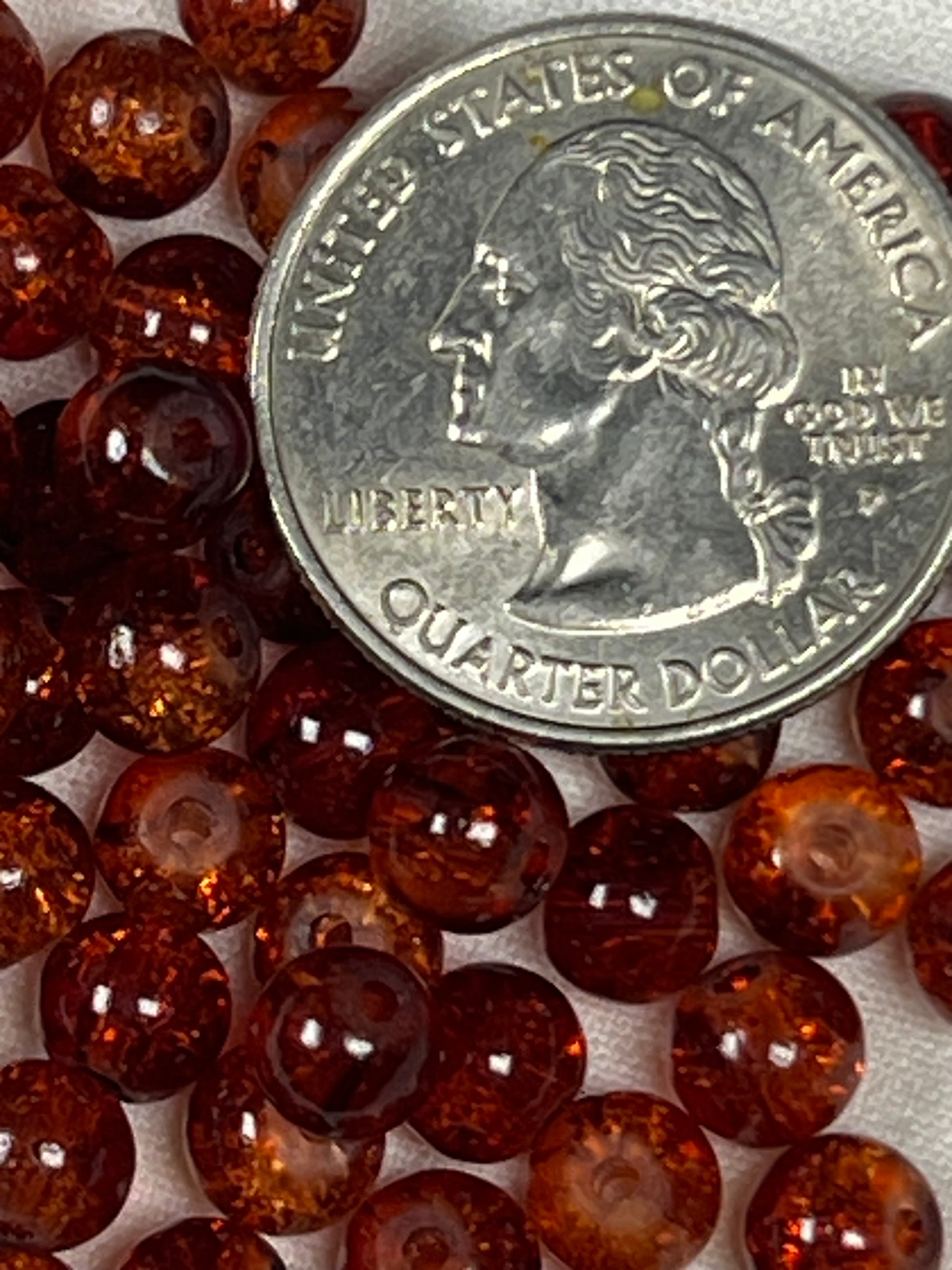 75 6mm Crackle Glass Beads Saddle Brown