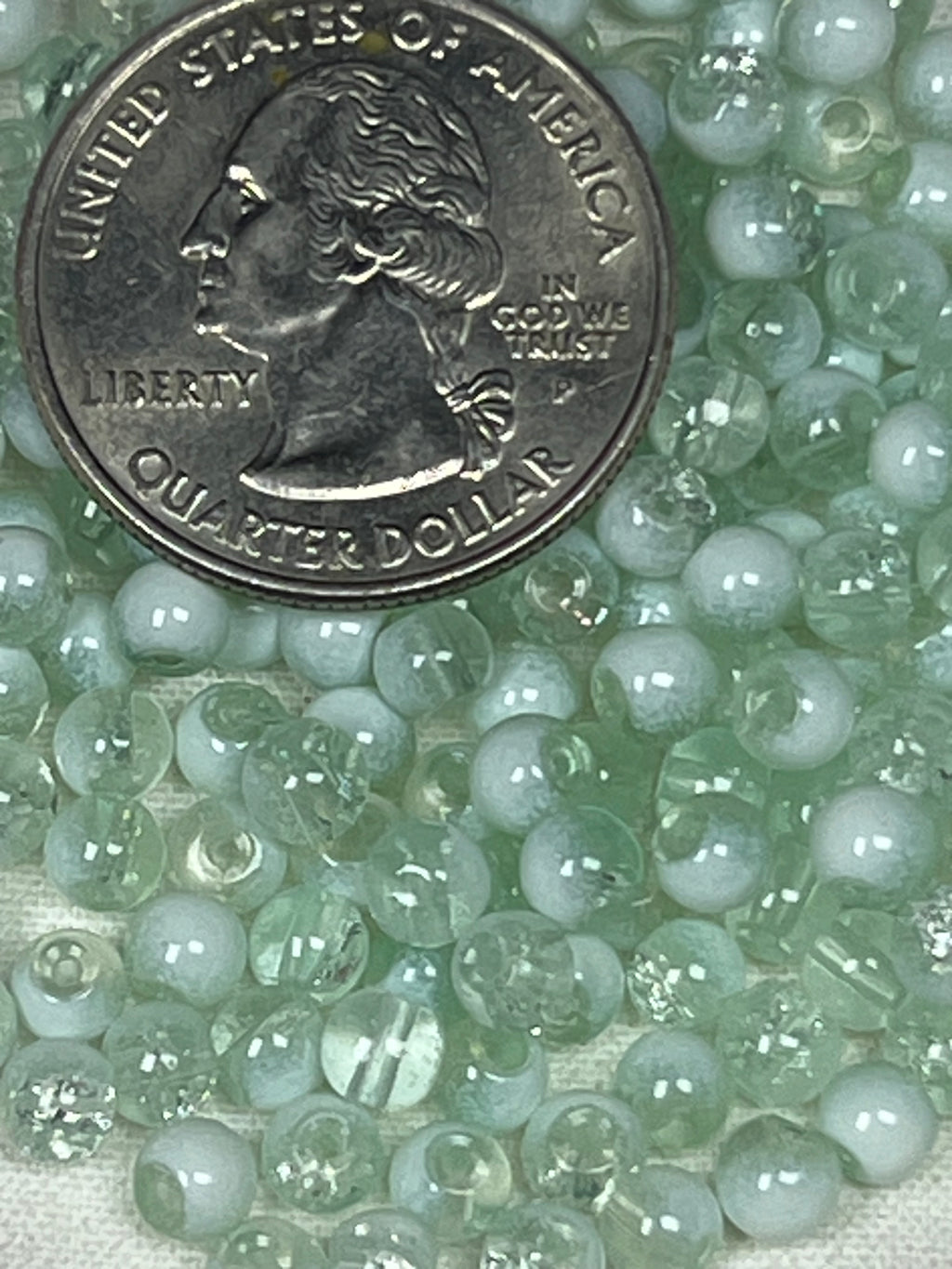 300 4.5mm crackle glass beads in azure and white.