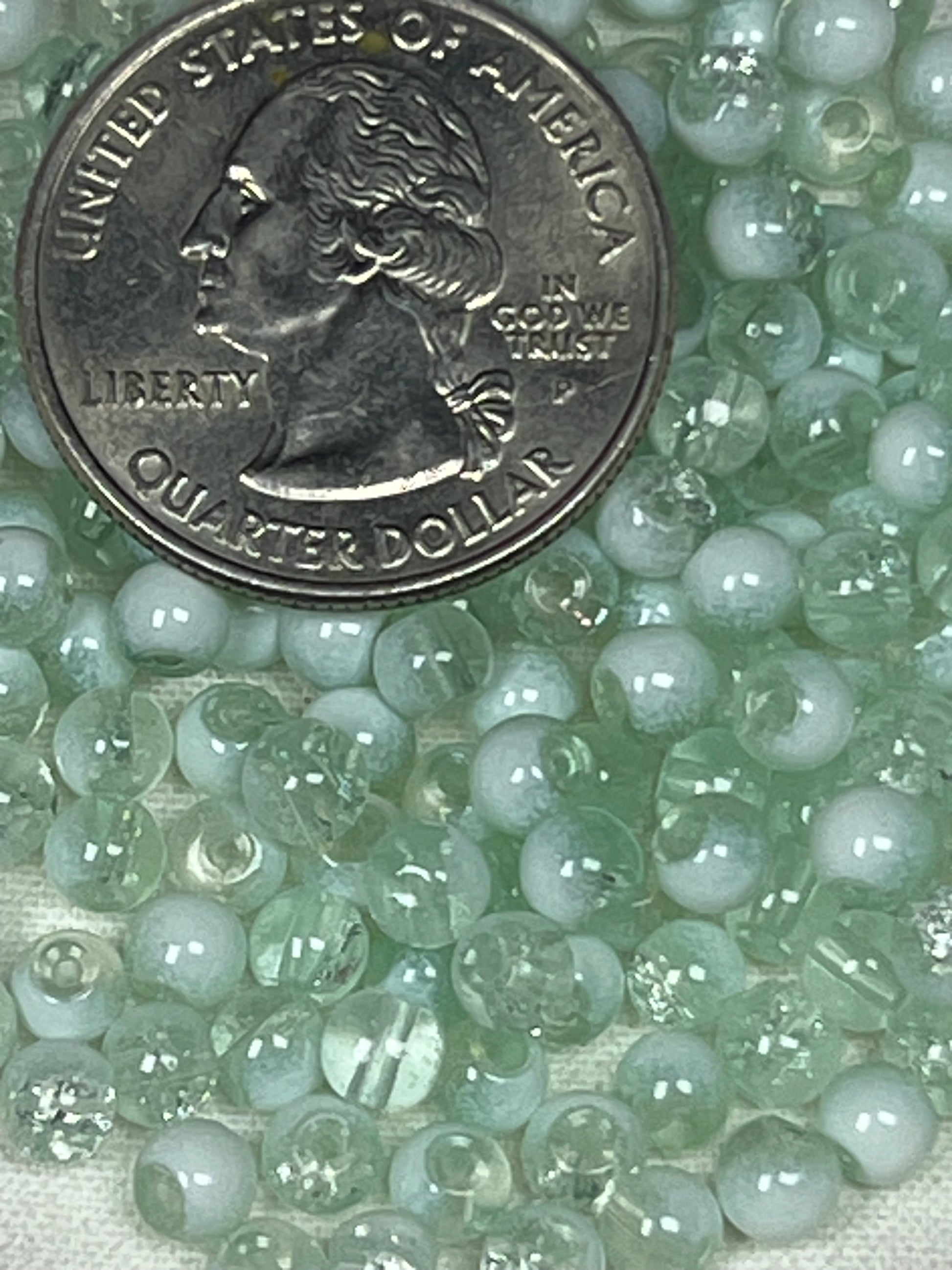 300 4.5mm crackle glass beads in azure and white.